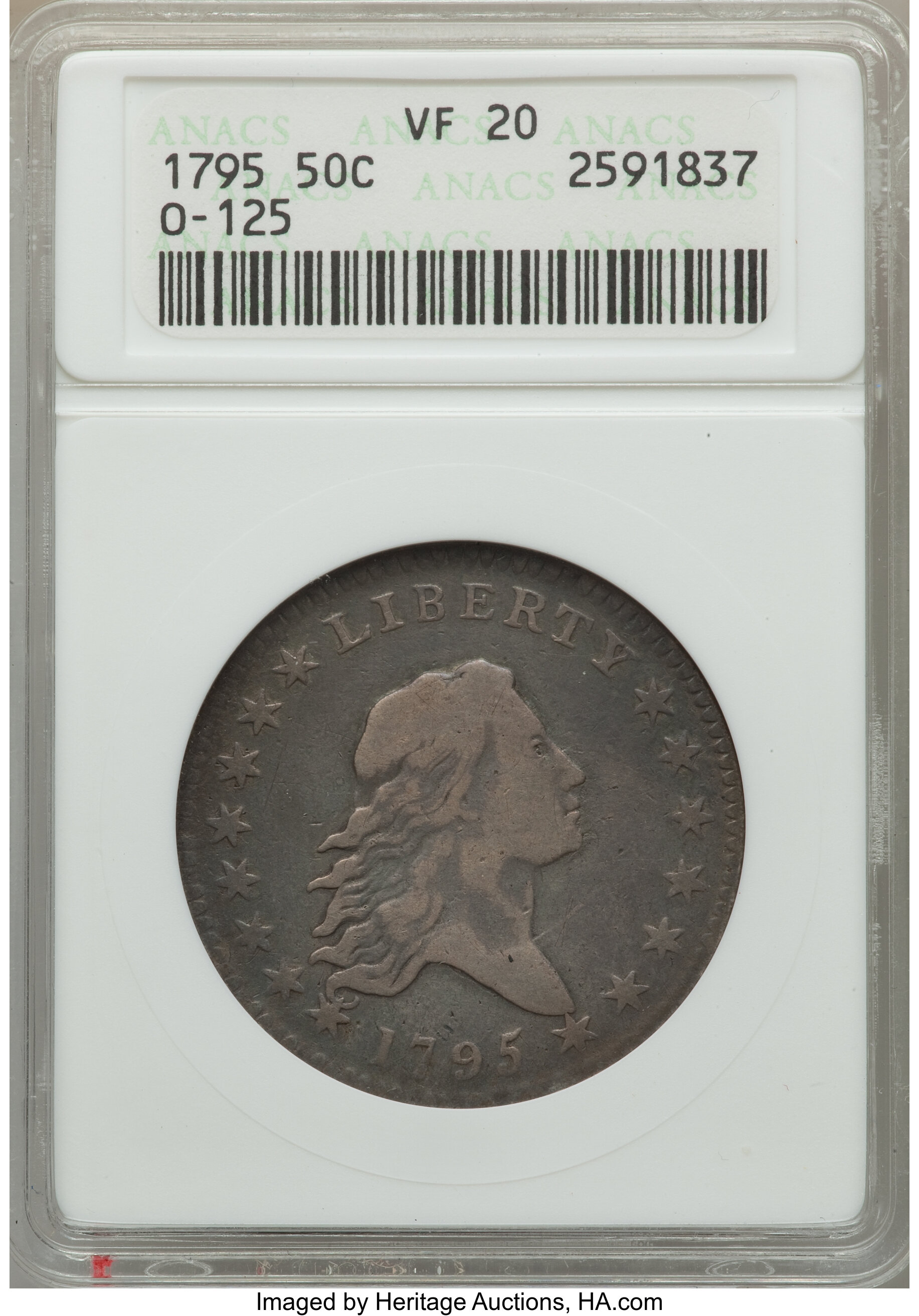 image for: 1795 50C 2 Leaves, O-125, T-13, R.4, VF20 ANACS....