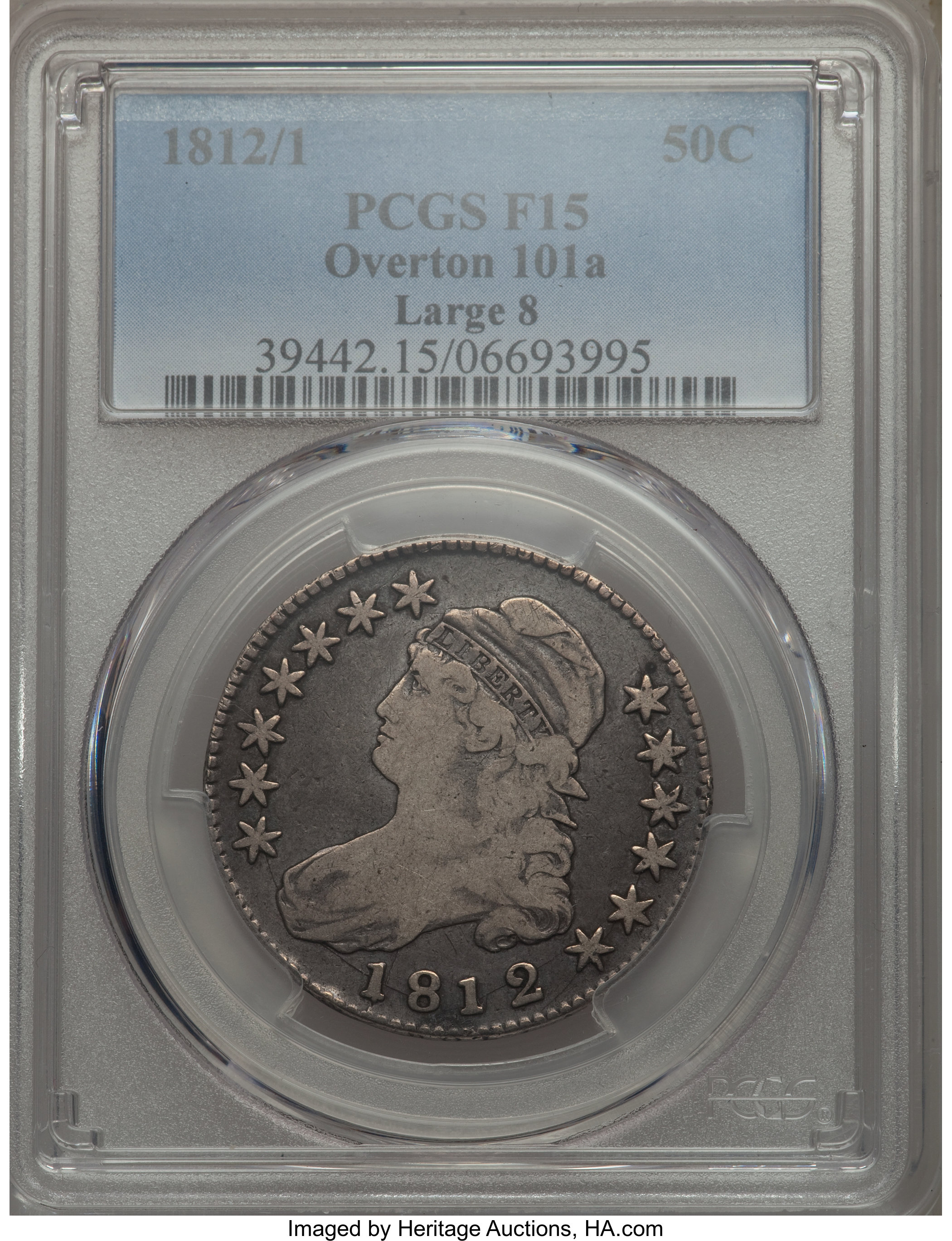 image for: 1812/1 50C Large 8, O-101a, R.5, Fine 15 PCGS....