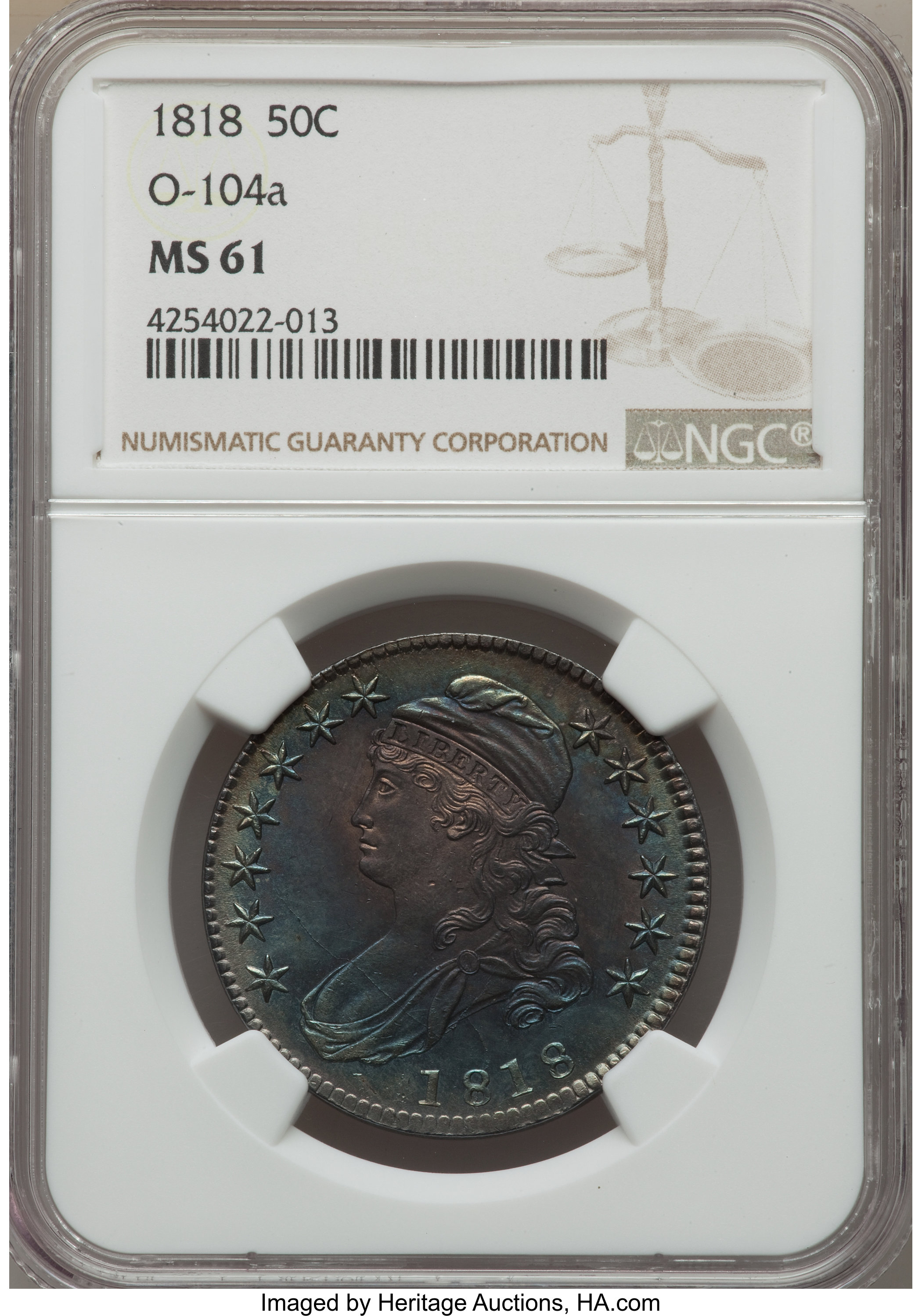 image for: 1818 50C O-104a, R.3, MS61 NGC....