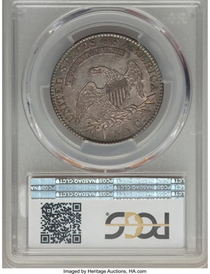 image for: 1820 50C Square Base 2, Large Date, No Knob, O-108, R.2, AU53 PCGS....
