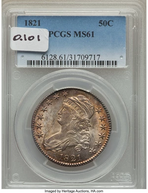 image for: 1821 50C O-101a, R.1, MS61 PCGS....