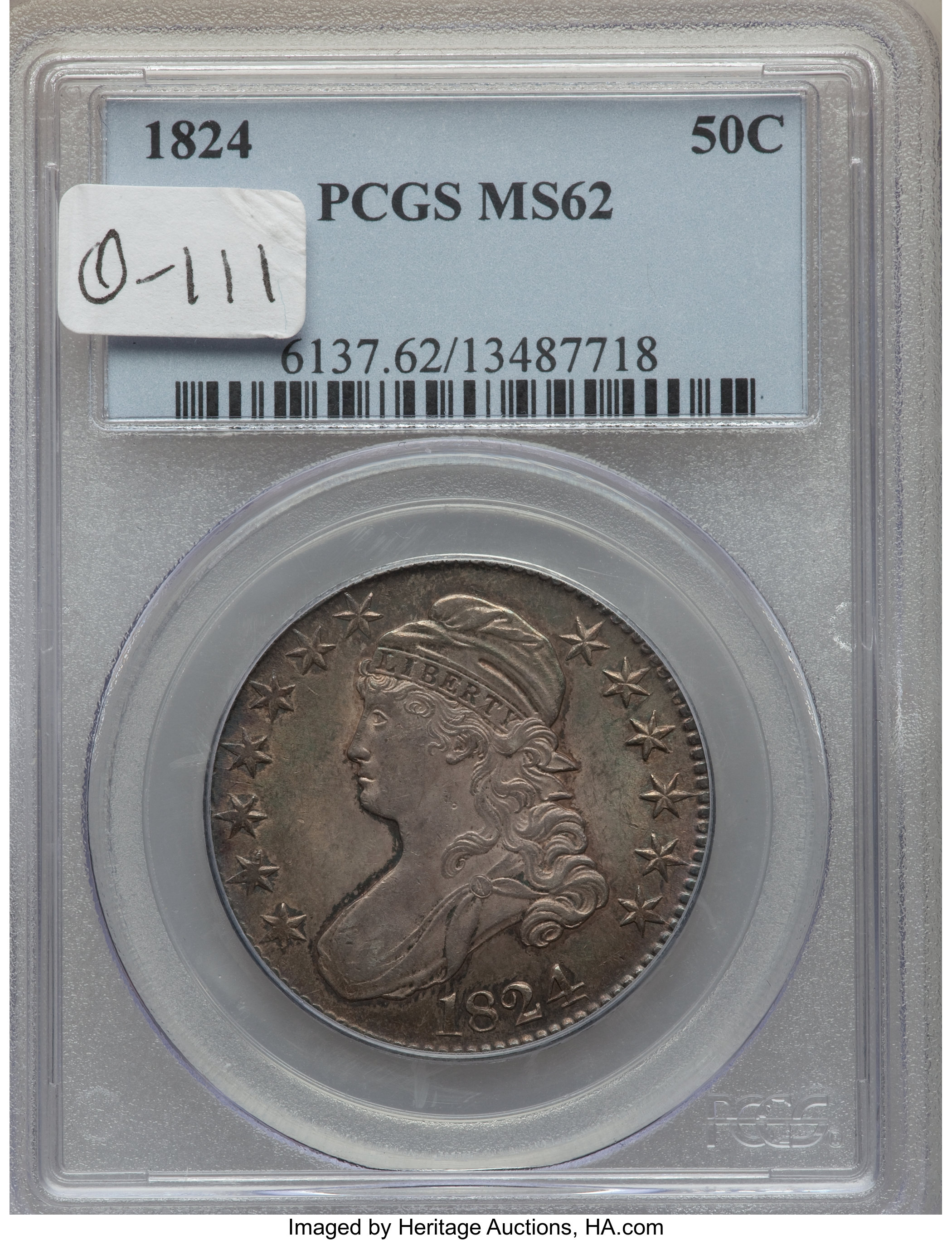 image for: 1824 50C O-111, R.2, MS62 PCGS....