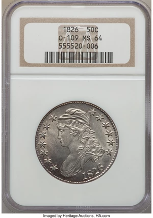 image for: 1826 50C O-109, R.1, MS64 NGC....