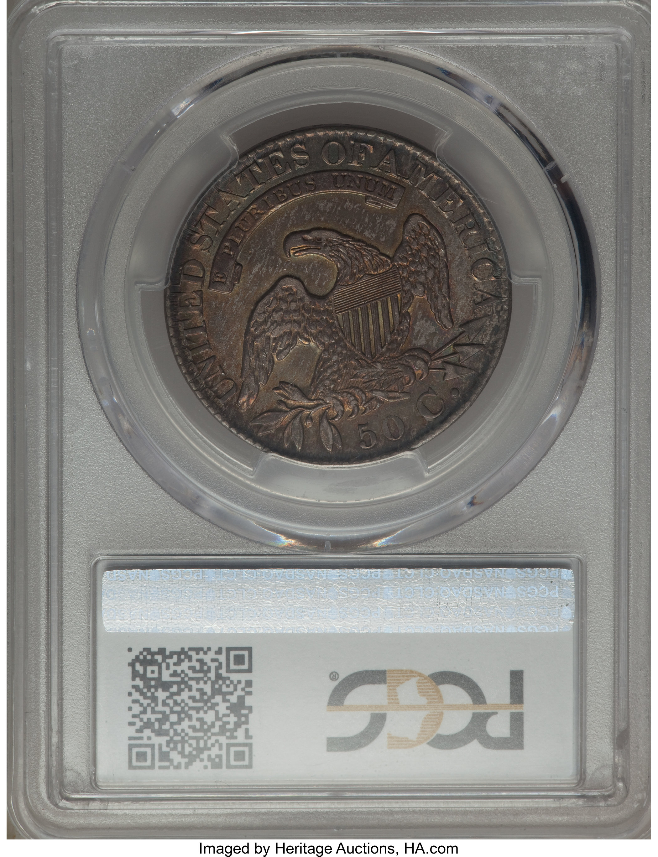 image for: 1827 50C Square Base 2, O-104, R.1, AU58+ PCGS....