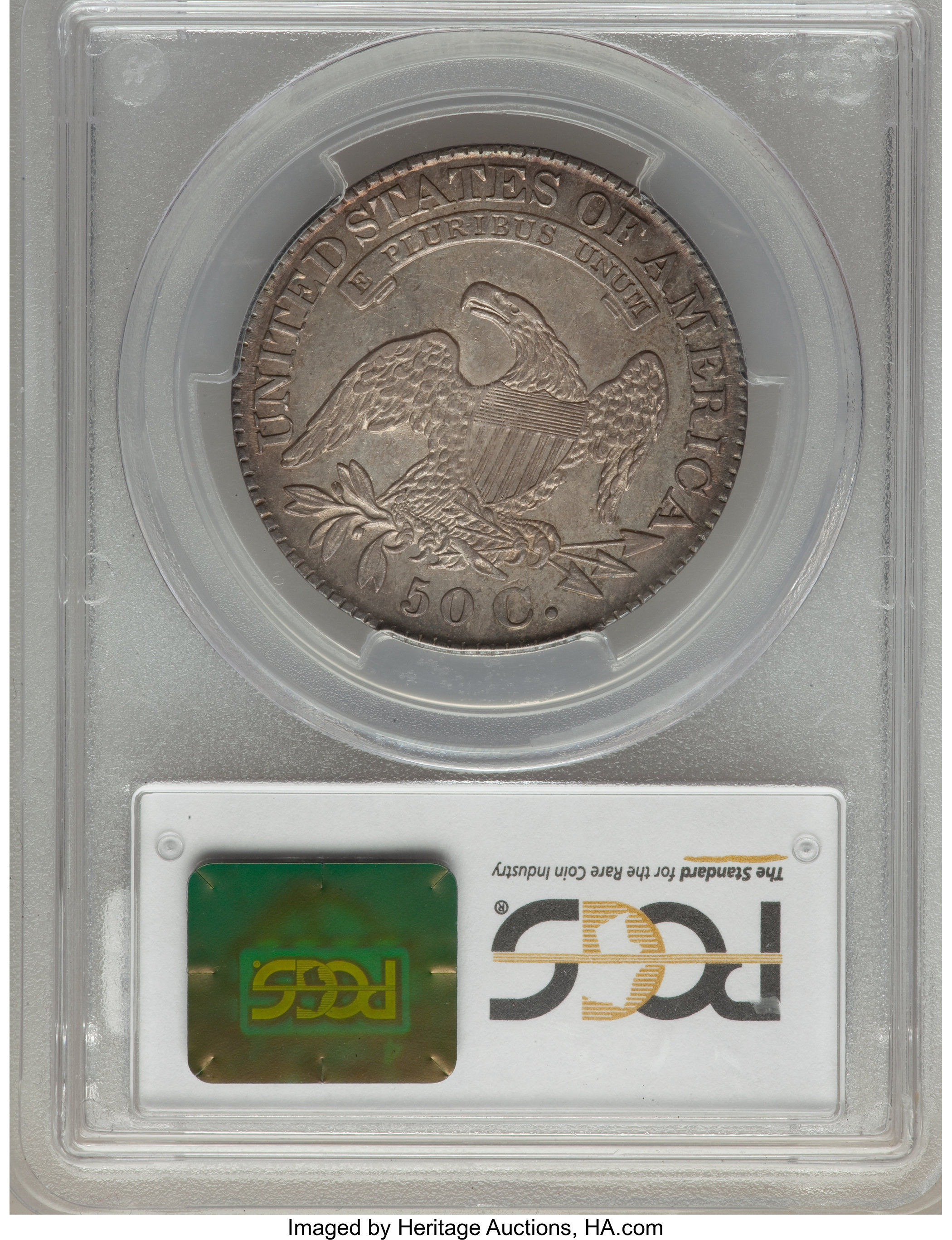 image for: 1828 50C Curl Base 2, Knob, O-107, R.2, AU58 PCGS....