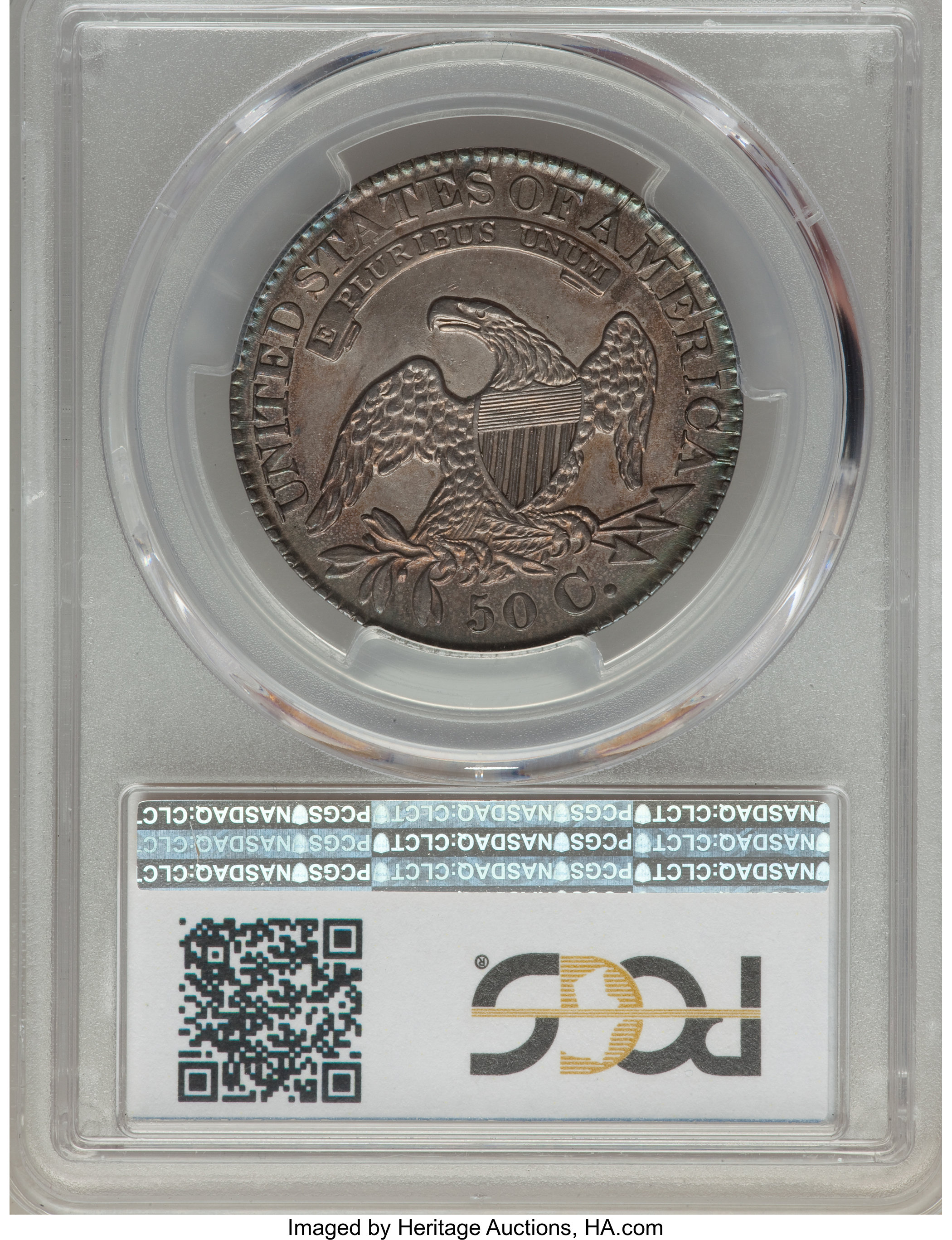 image for: 1828 50C Square Base 2, Small 8s, Large Letters, O-112, R.3, AU58 PCGS....