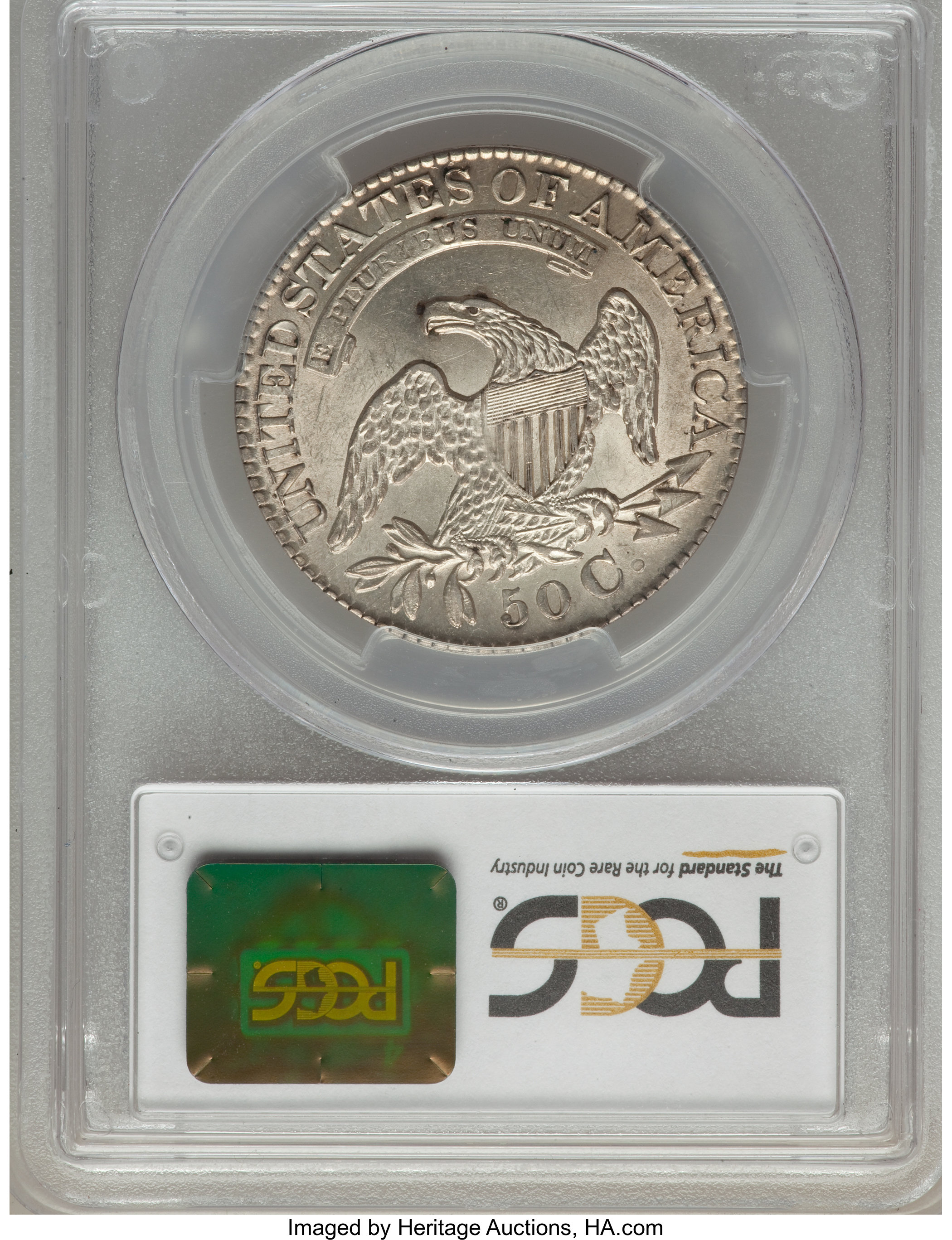 image for: 1828 50C Square Base 2, Small 8s, Large Letters, O-122, R.3, AU58 PCGS....