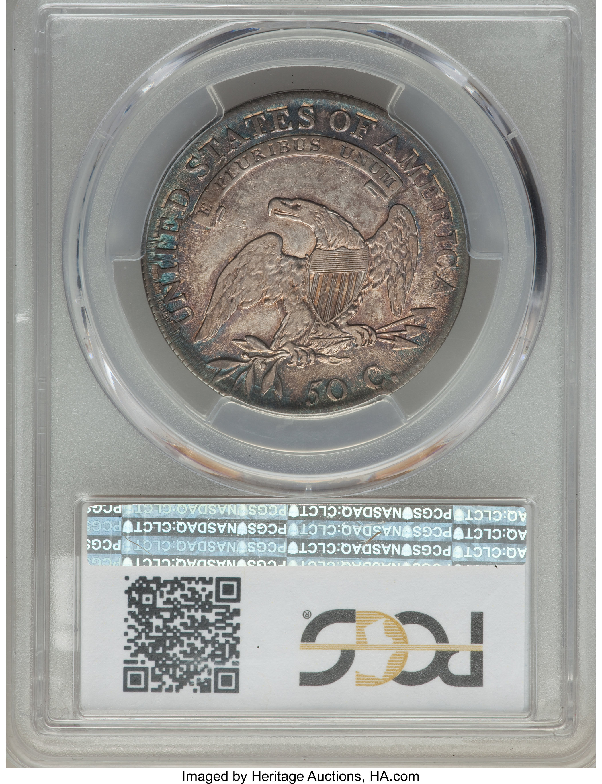 image for: 1808 50C O-102a, R.2, AU50 PCGS. PCGS Population: (1/8). NGC Census: (1/9). CDN: $300 Whsle. Bid for problem-free NGC/PCGS ...