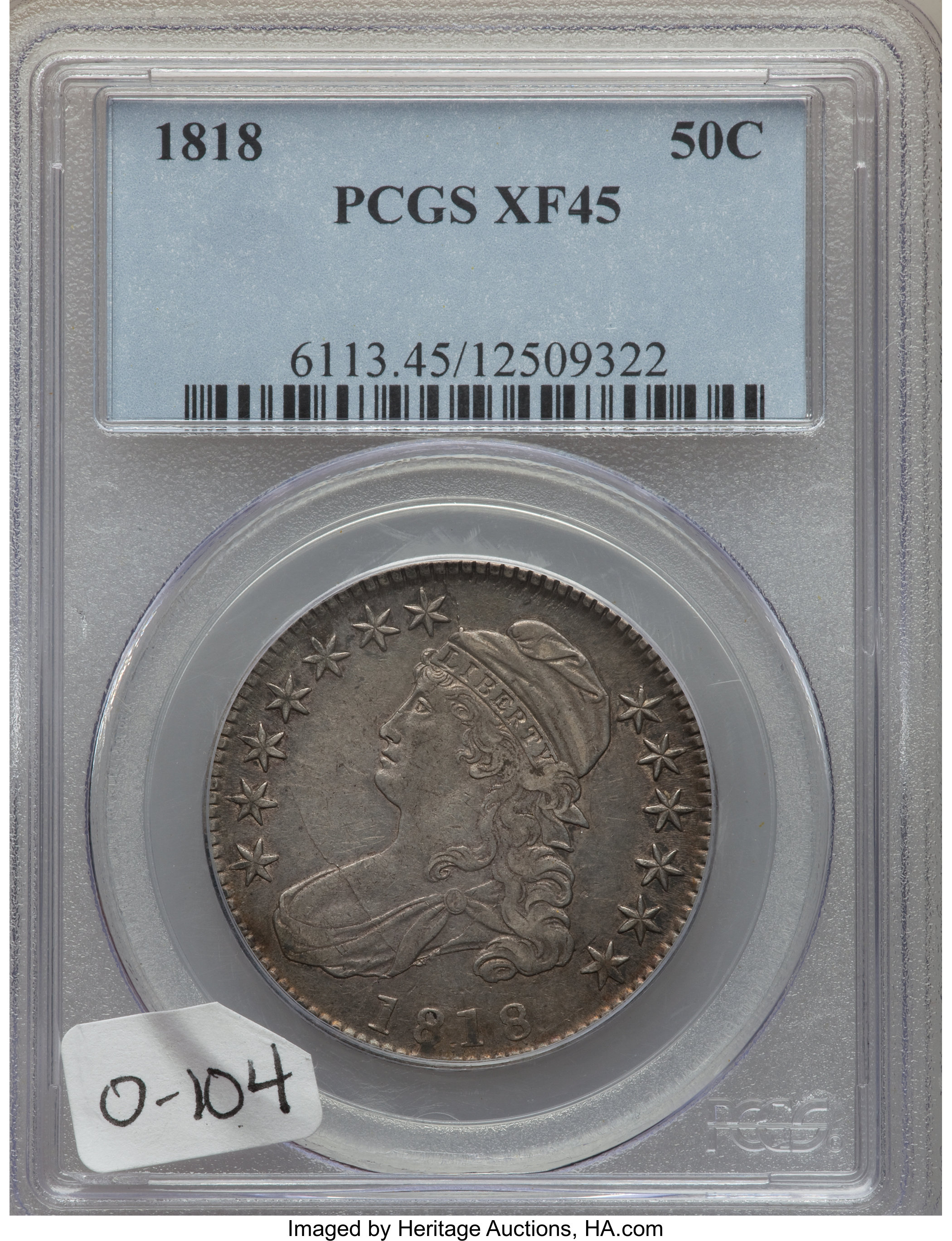 image for: 1818 50C O-104a, R.3, XF45 PCGS. PCGS Population: (0/7). NGC Census: (4/8).  Mintage 1,960,322.From The Southeast Kan...