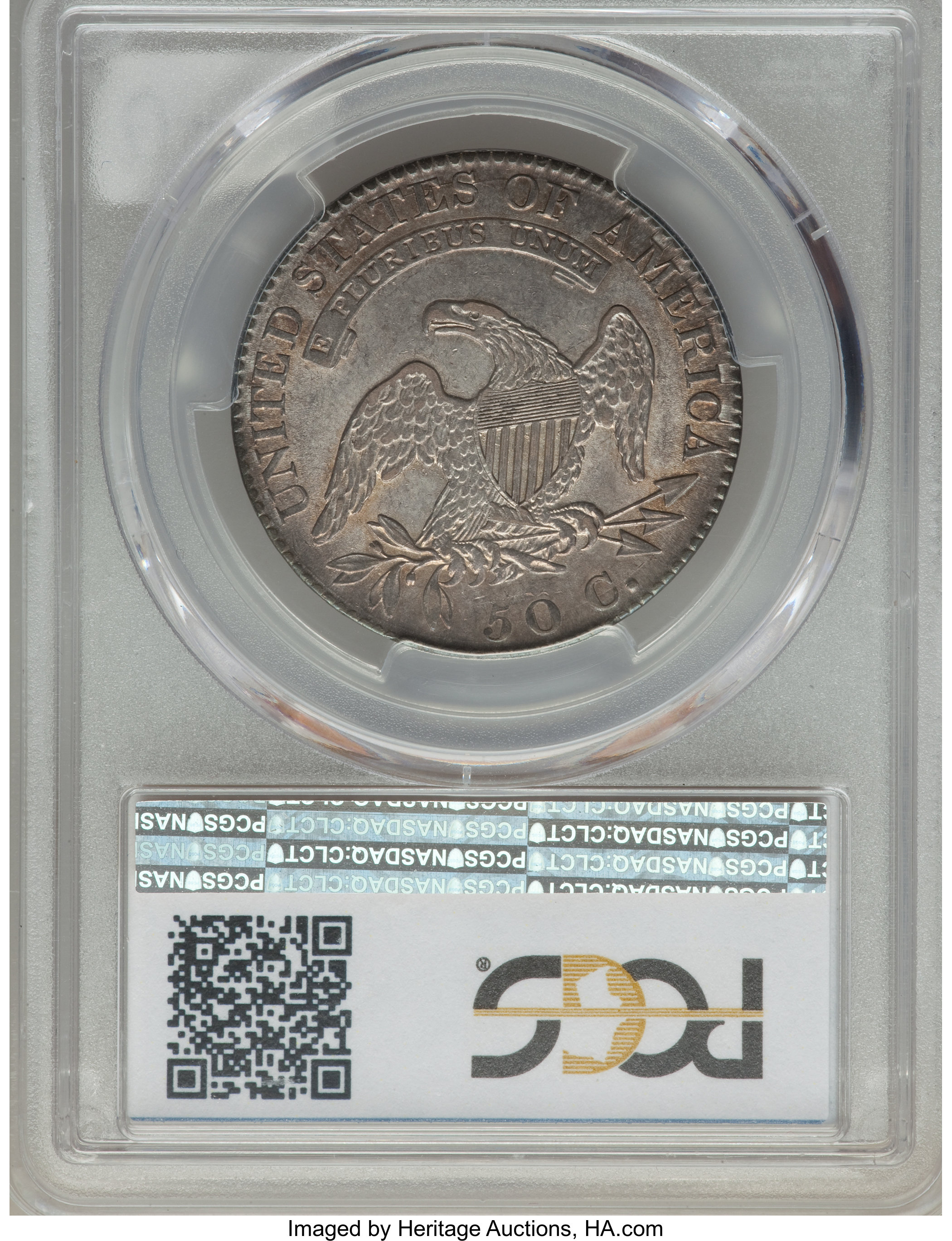 image for: 1819 50C O-110a, R.3, AU53 PCGS. PCGS Population: (1/4). NGC Census: (1/7).From The Southeast Kansas Collection...