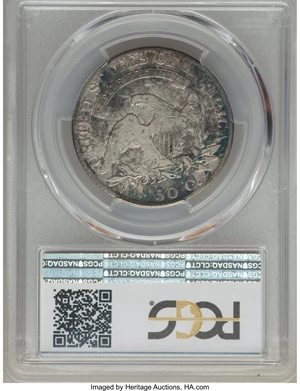 image for: 1820 50C Overton 104a, R.7. Sq.2, Lg Date,Knob 2 VF20 PCGS. PCGS Population: (1/1). NGC Census: (0/1). Rare variety, die ch...