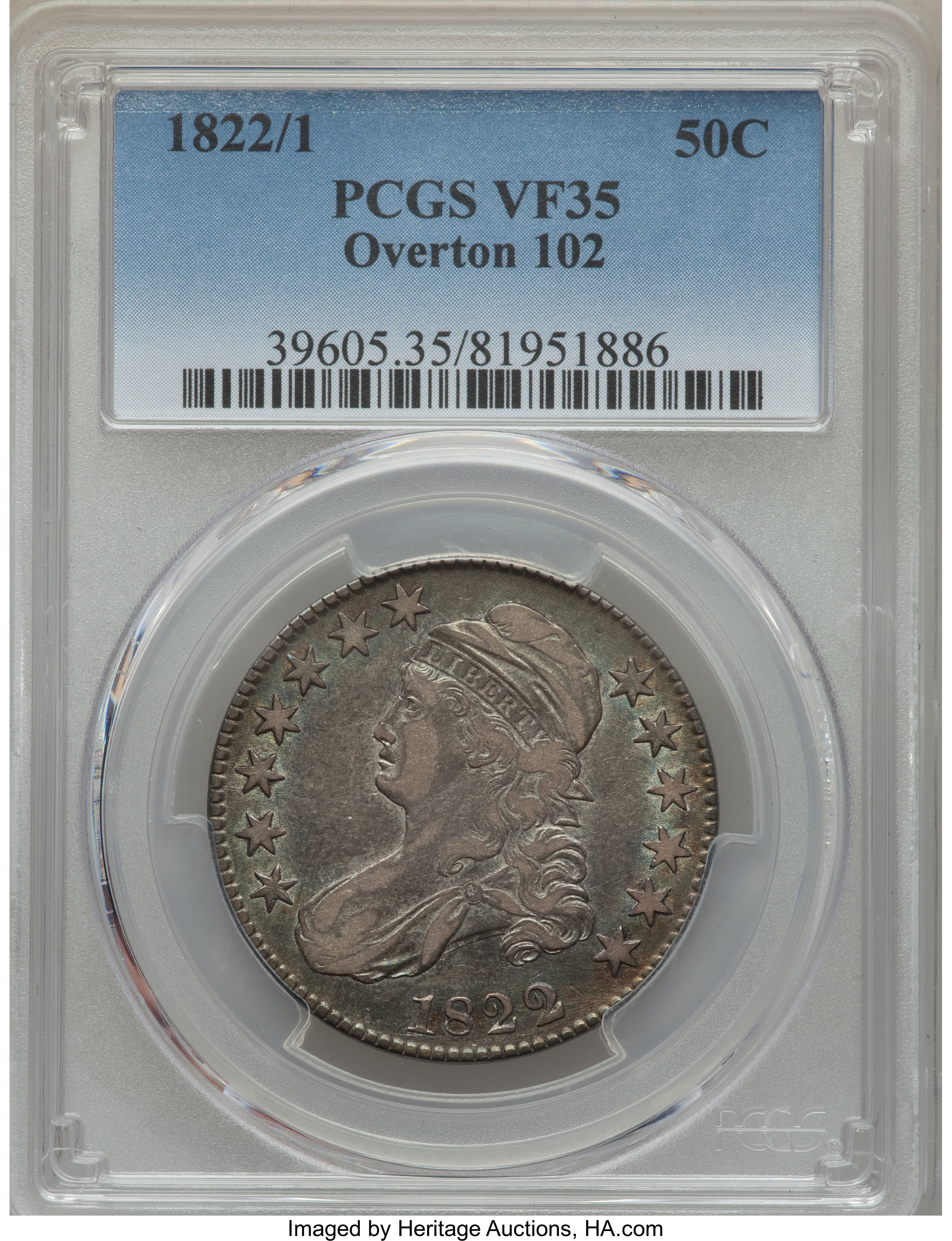 image for: 1822/1 50C O-102, High R.4, VF35 PCGS. PCGS Population: (1/13). NGC Census: (2/6).From The Southeast Kansas Collectio...