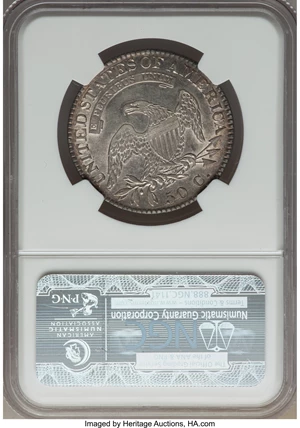 image for: 1822 50C O-115, R.3, AU55 NGC. NGC Census: (1/6). PCGS Population: (2/2). Mintage 1,559,573.From The Southeast Kansa...