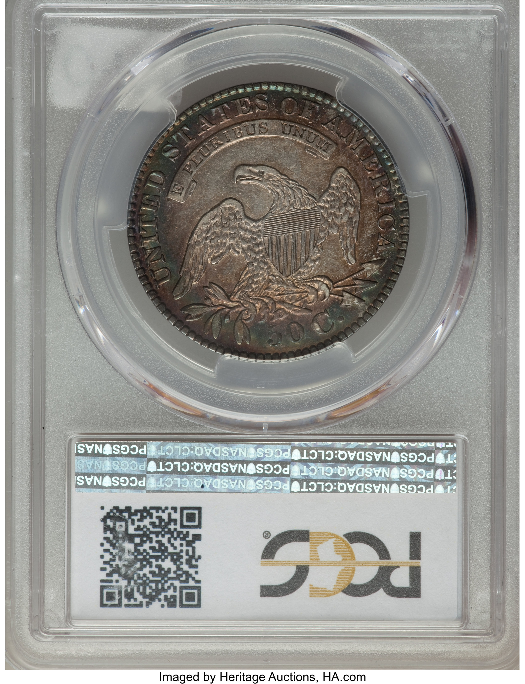 image for: 1829/7 50C O-102, R.2, AU50 PCGS. PCGS Population: (2/13). NGC Census: (1/24). CDN: $300 Whsle. Bid for problem-free NGC/PC...