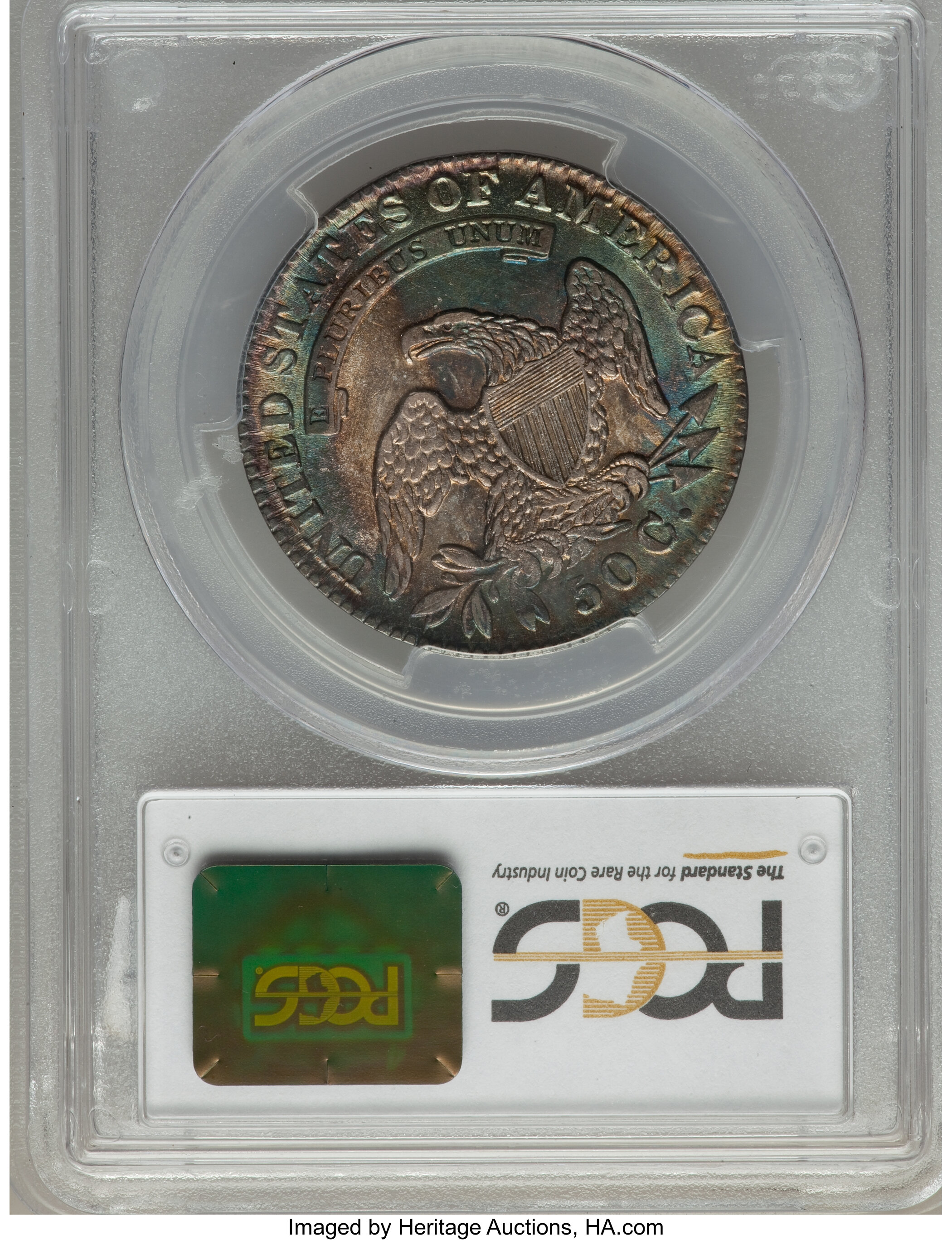image for: 1832 50C Small Letters, O-107, R.2, AU58 PCGS. PCGS Population: (0/2). NGC Census: (3/4). CDN: $825 Whsle. Bid for problem-...