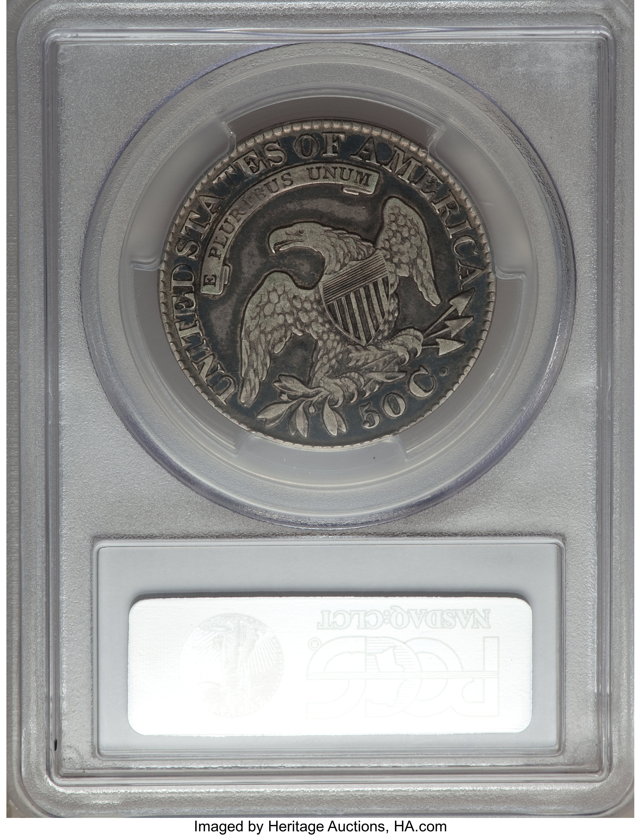 image for: 1828 50C Large Letters, Square Base 2, Small 8 VF35 PCGS. O-122. PCGS Population (0/0). NGC Census: (0/0)....