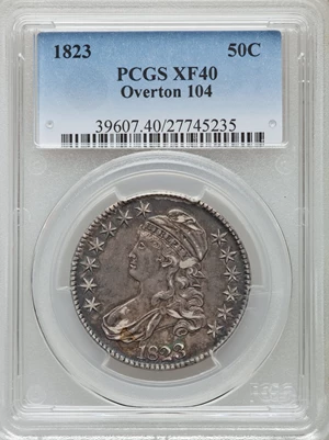 image for: 1823 50C O-104, R.3, XF40 PCGS. PCGS Population (4/11). NGC Census: (0/0). Mintage: 1,694,200. ...
