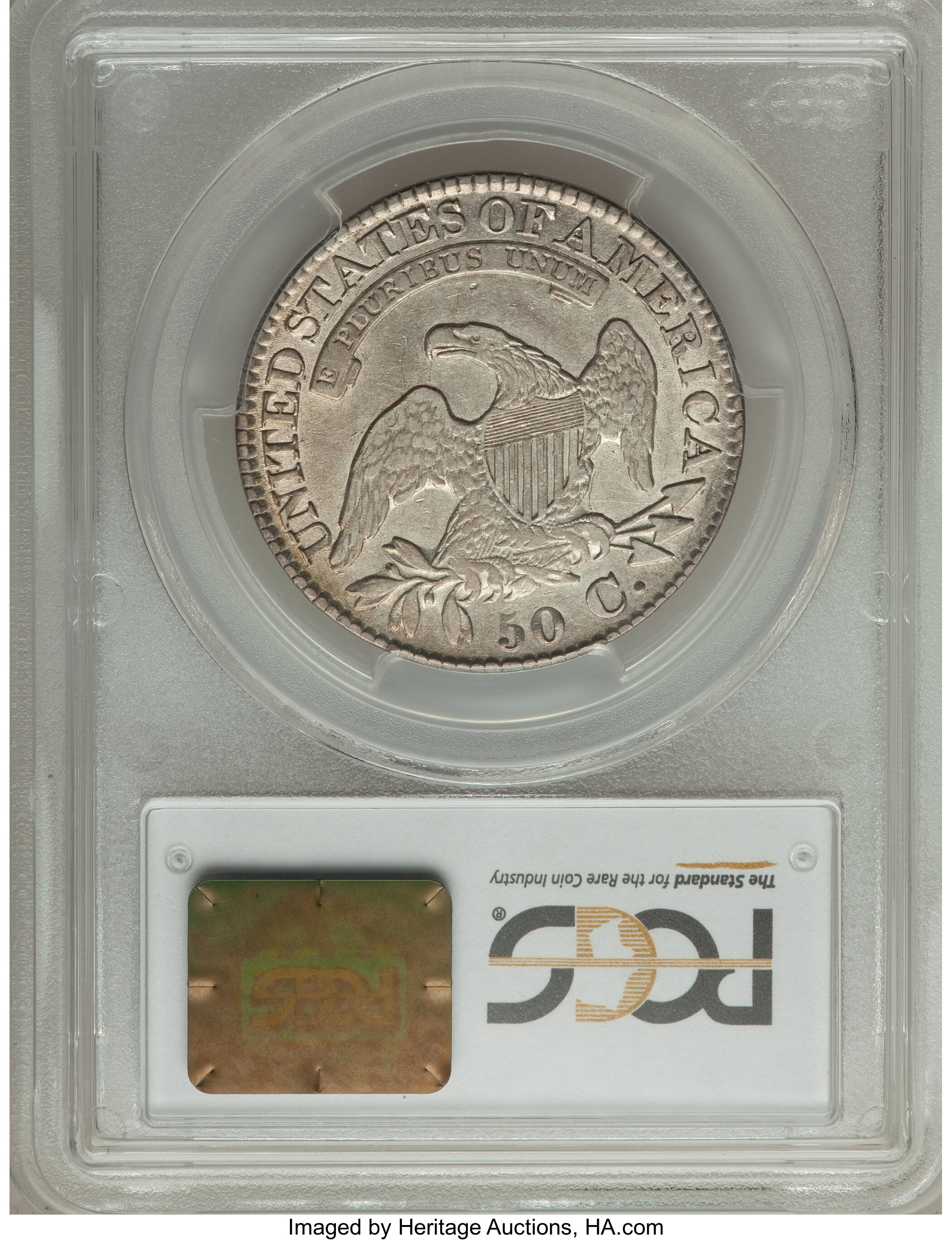 image for: 1827 50C Square Base 2, O-115, R.2, XF40 PCGS. PCGS Population (2/7). NGC Census: (2/15). Mintage: 5,493,400. ...