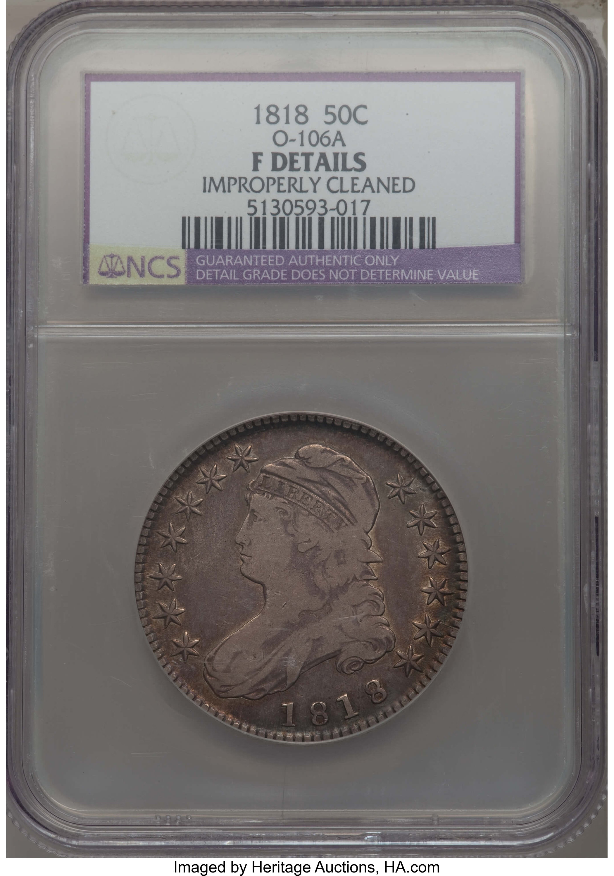 image for: 1818 50C O-106a, R.3, -- Improperly Cleaned -- NCS. Fine Details. NGC Census: (0/8). PCGS Population: (2/4). CDN: $65 W...