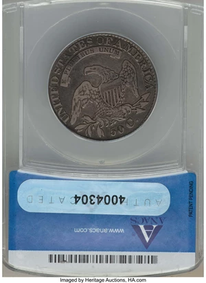image for: 1828 50C Square Base 2, Small 8s, Large Letters, O-116, R.2, VF30 ANACS. PCGS Population: (2/21). NGC Census: (2/24)....