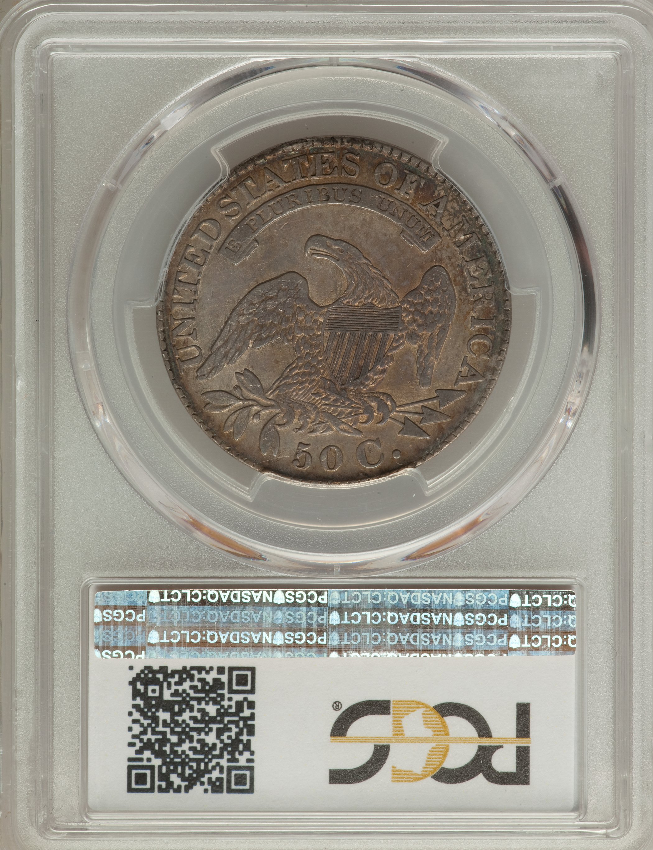 image for: 1828 50C Curl Base 2, Knob, O-106, High R.4, XF40 PCGS. PCGS Population: (4/7). NGC Census: (3/11). CDN: $130 Whsle. Bid fo...