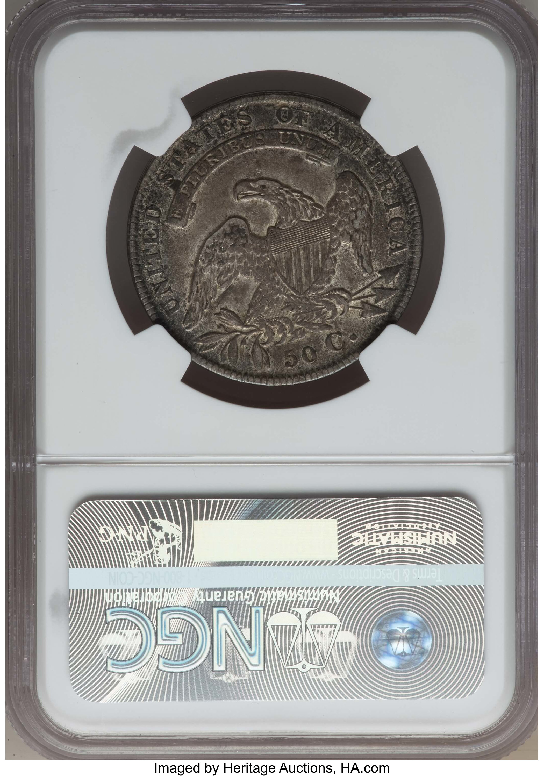 image for: 1834 50C Small Date, Small Letters, O-111, R.1, XF40 NGC. NGC Census: (5/39). PCGS Population: (2/15). CDN: $130 Whsle. Bid...