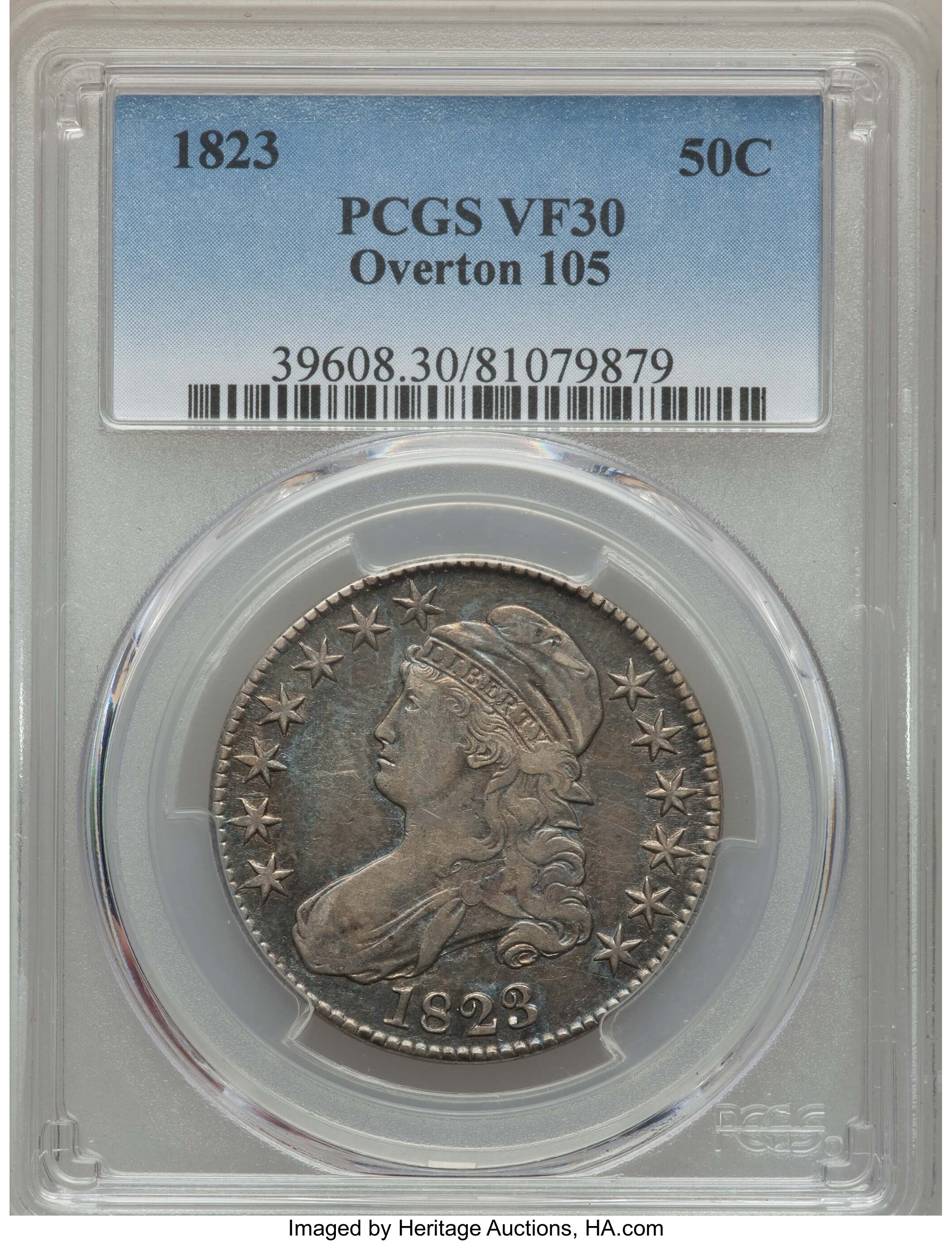 image for: 1823 50C O-105, R.1, VF30 PCGS. PCGS Population: (6/20). NGC Census: (2/34).  ...