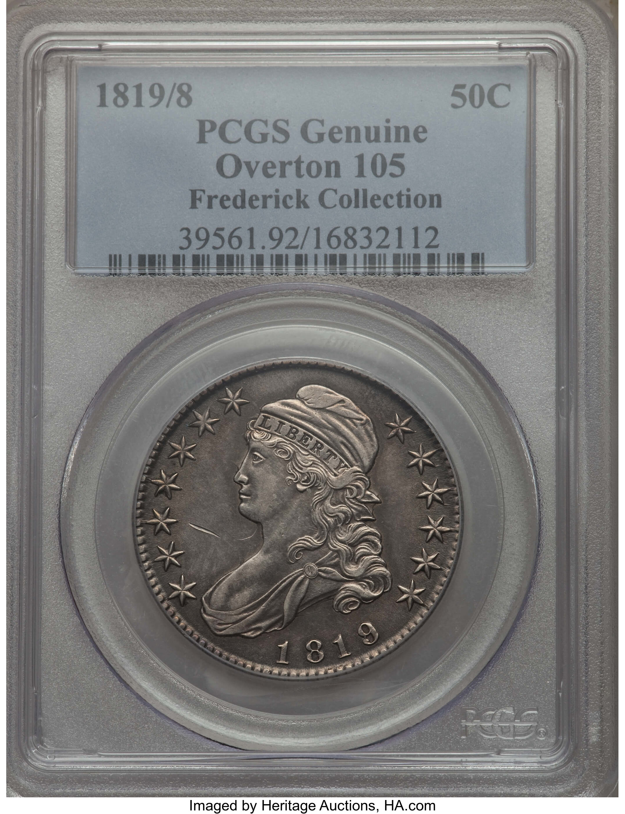 image for: 1819/8 50C Large 9, O-105, R.2, -- Cleaning -- PCGS Genuine.  From The Donald R. Frederick Collection of Early U.S. Coina...