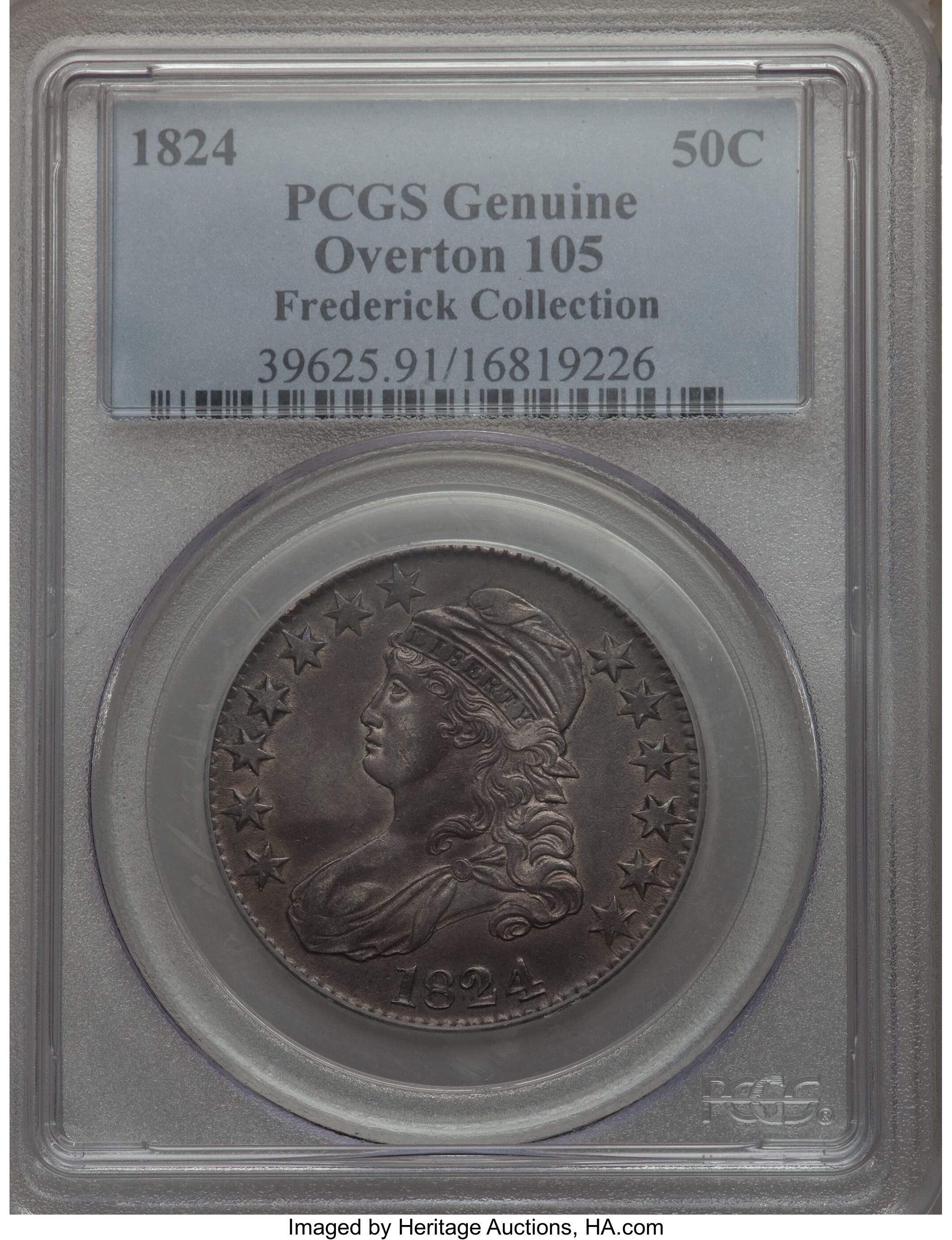 image for: 1824 50C O-105, R.2, -- Questionable Color -- PCGS Genuine. From The Donald R. Frederick Collection of Early U.S. Coinage...