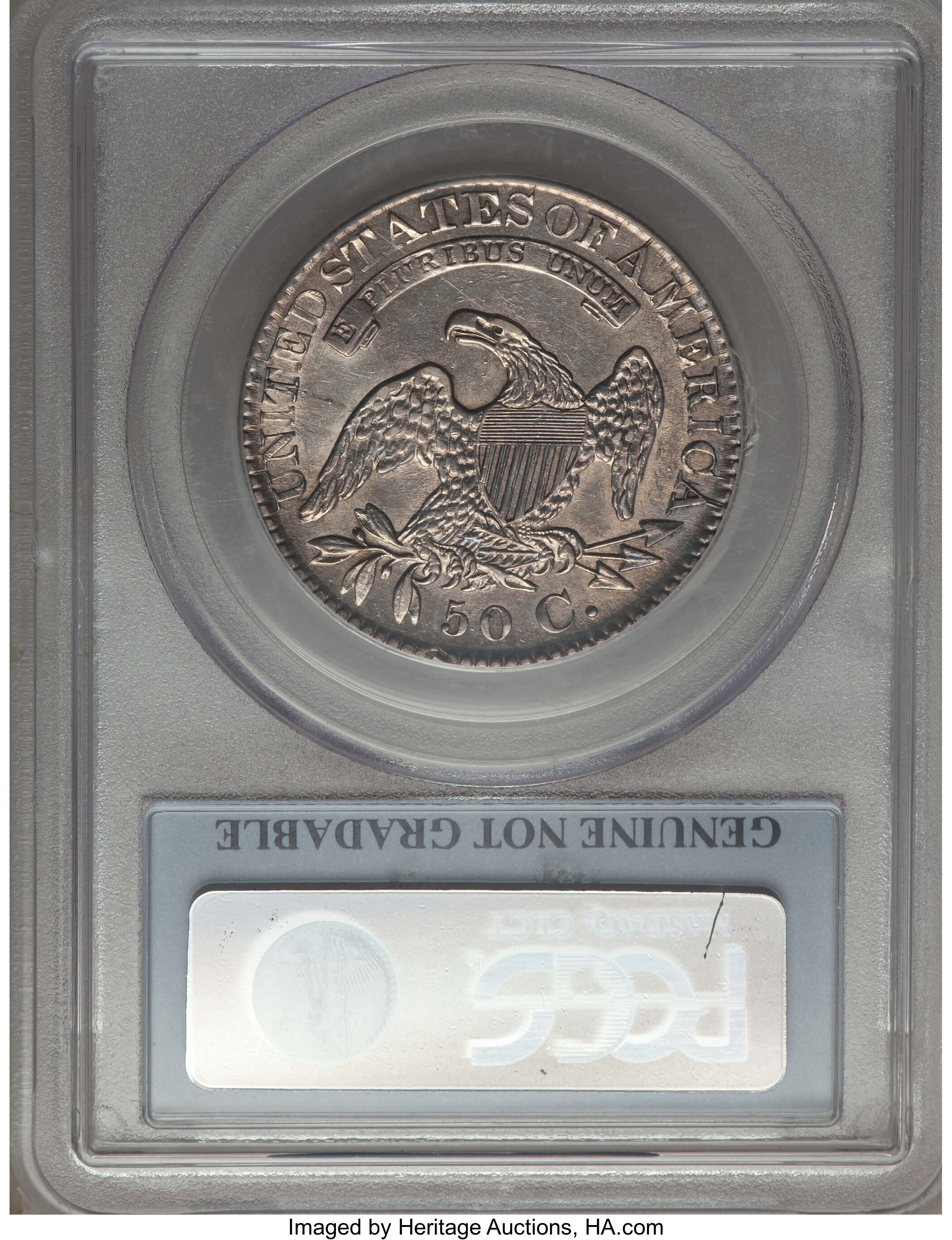 image for: 1827 50C Square Base 2, O-108a, Low R.4, -- Cleaning -- PCGS Genuine. From The Donald R. Frederick Collection of Early U....