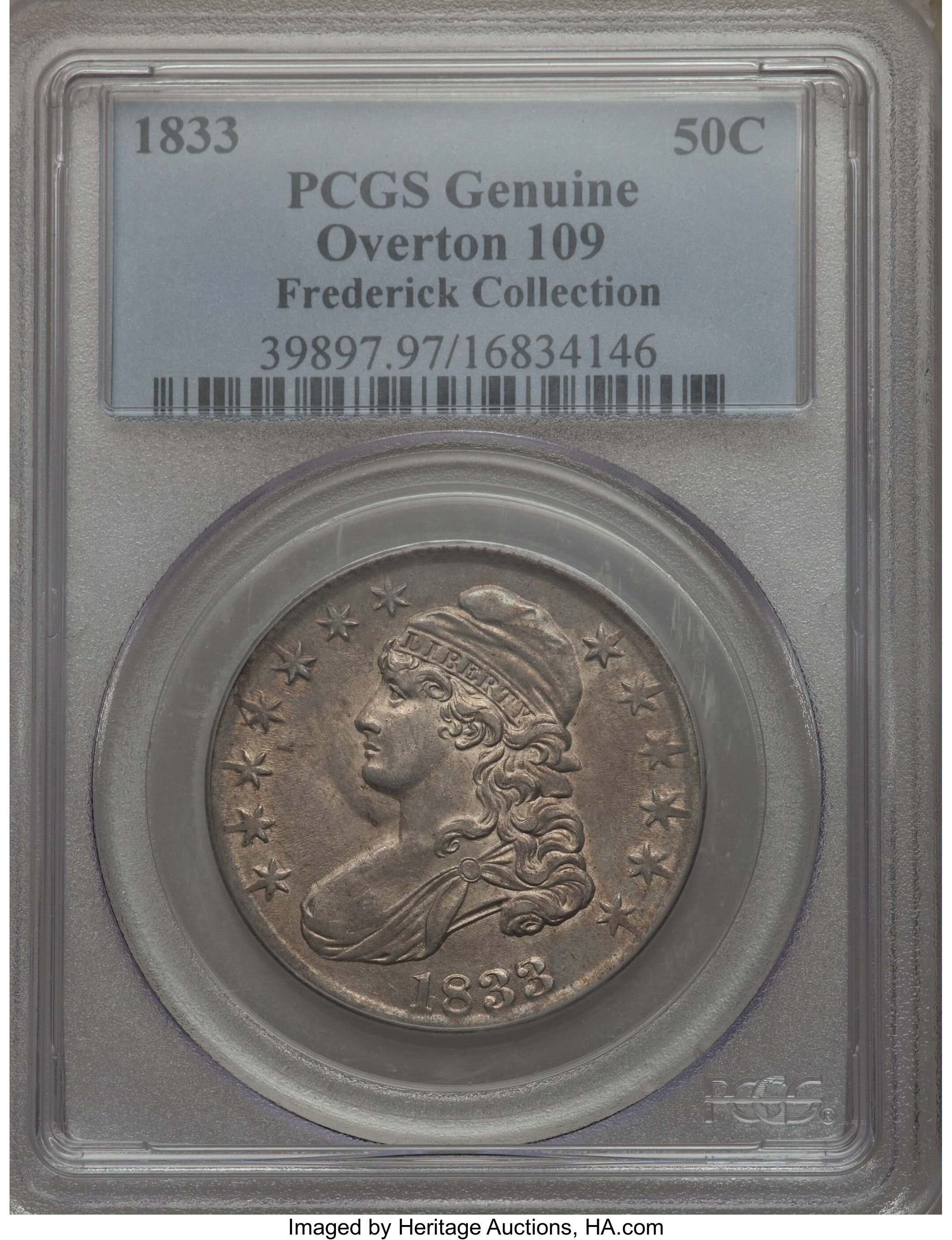 image for: 1833 50C O-109, R.3, -- Environmental Damage -- PCGS Genuine. From The Donald R. Frederick Collection of Early U.S. Coina...
