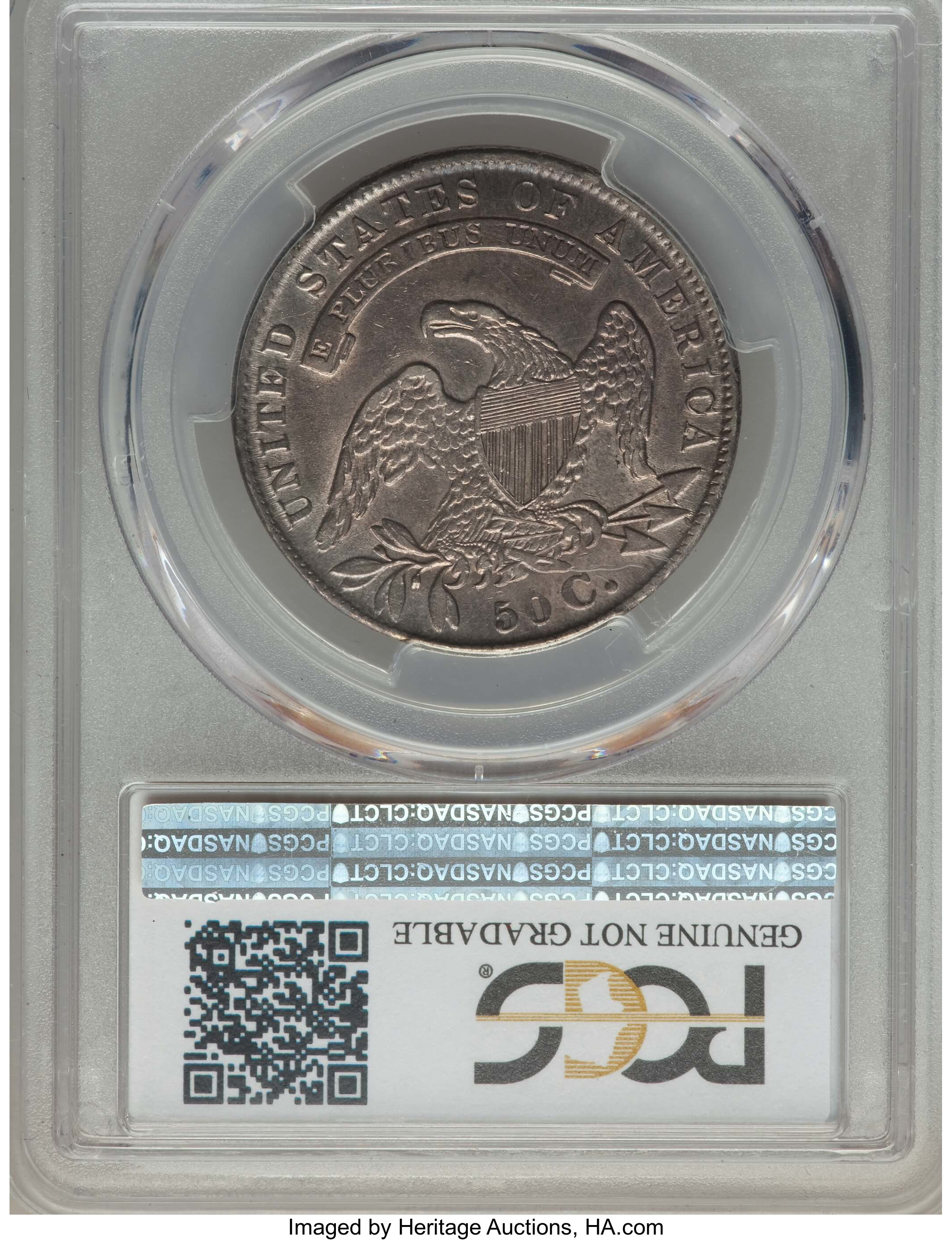 image for: 1836 50C Beaded Reverse, O-106a, R.3, -- Cleaning -- PCGS Genuine. Au Details. NGC Census: (0/7). PCGS Population: (2/11). ...