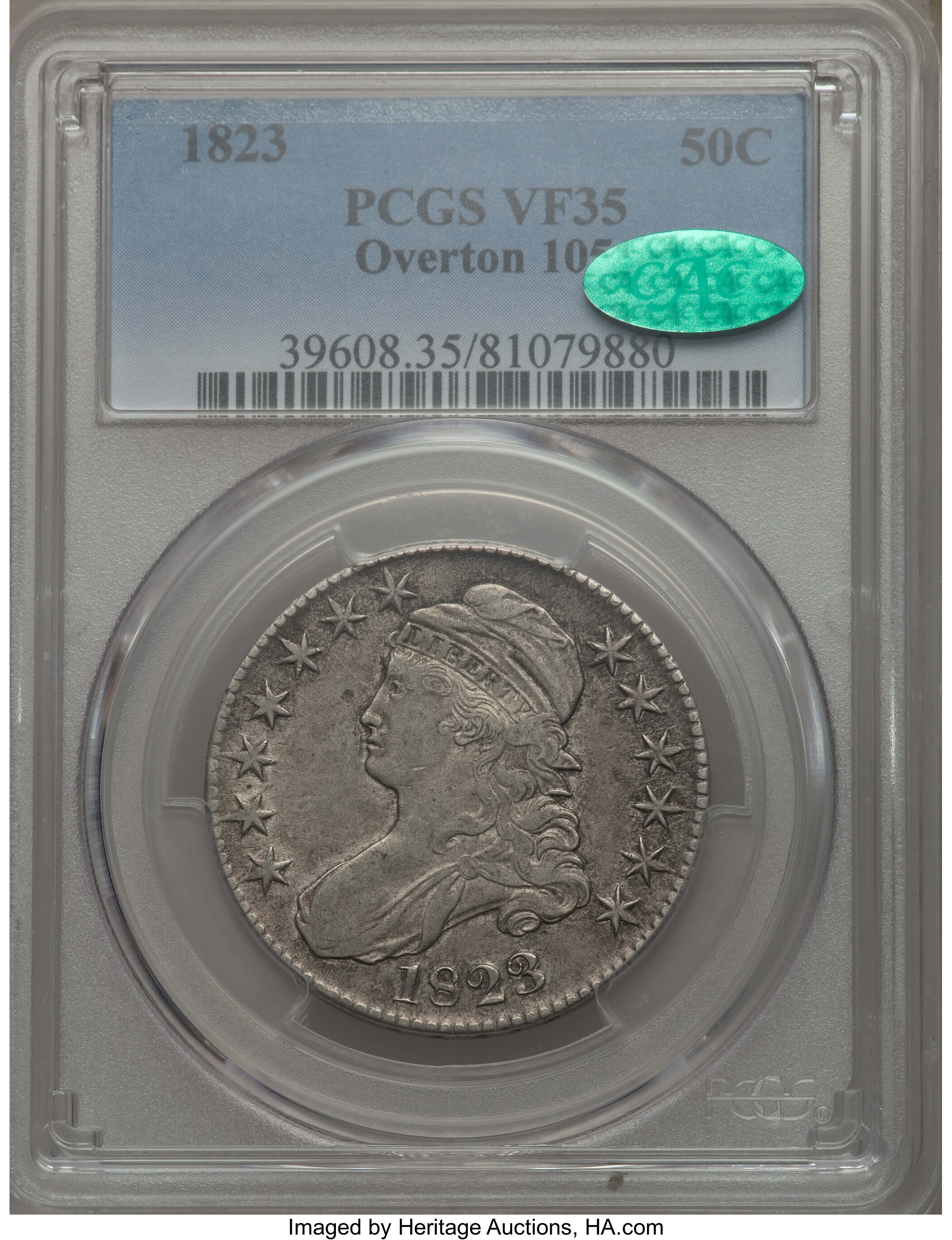 image for: 1823 50C O-105, R.1, VF35 PCGS. CAC. PCGS Population: (2/18). NGC Census: (1/33).  ...