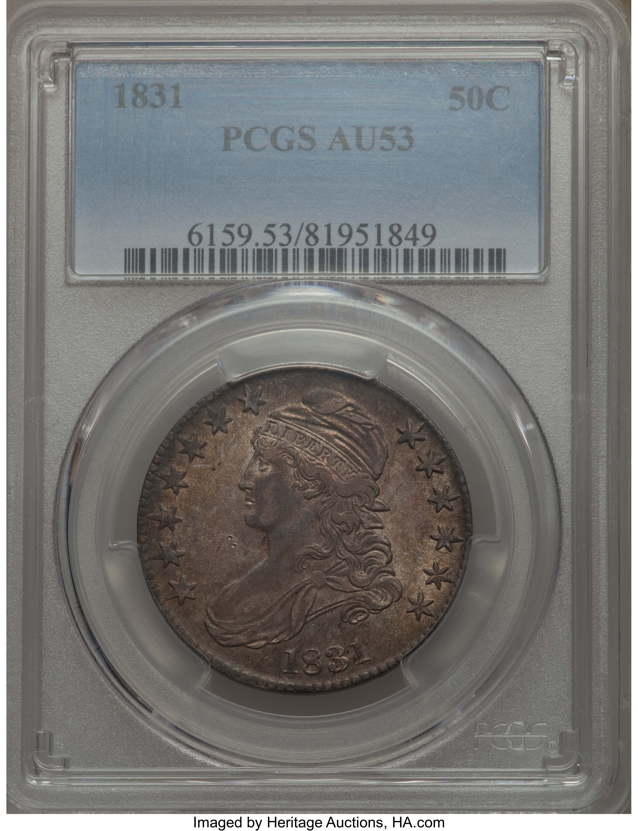 image for: 1831 50C O-116, R.3, AU53 PCGS. PCGS Population: (1/3). NGC Census: (0/7).  Mintage 5,873,660. From The Southeast Kan...