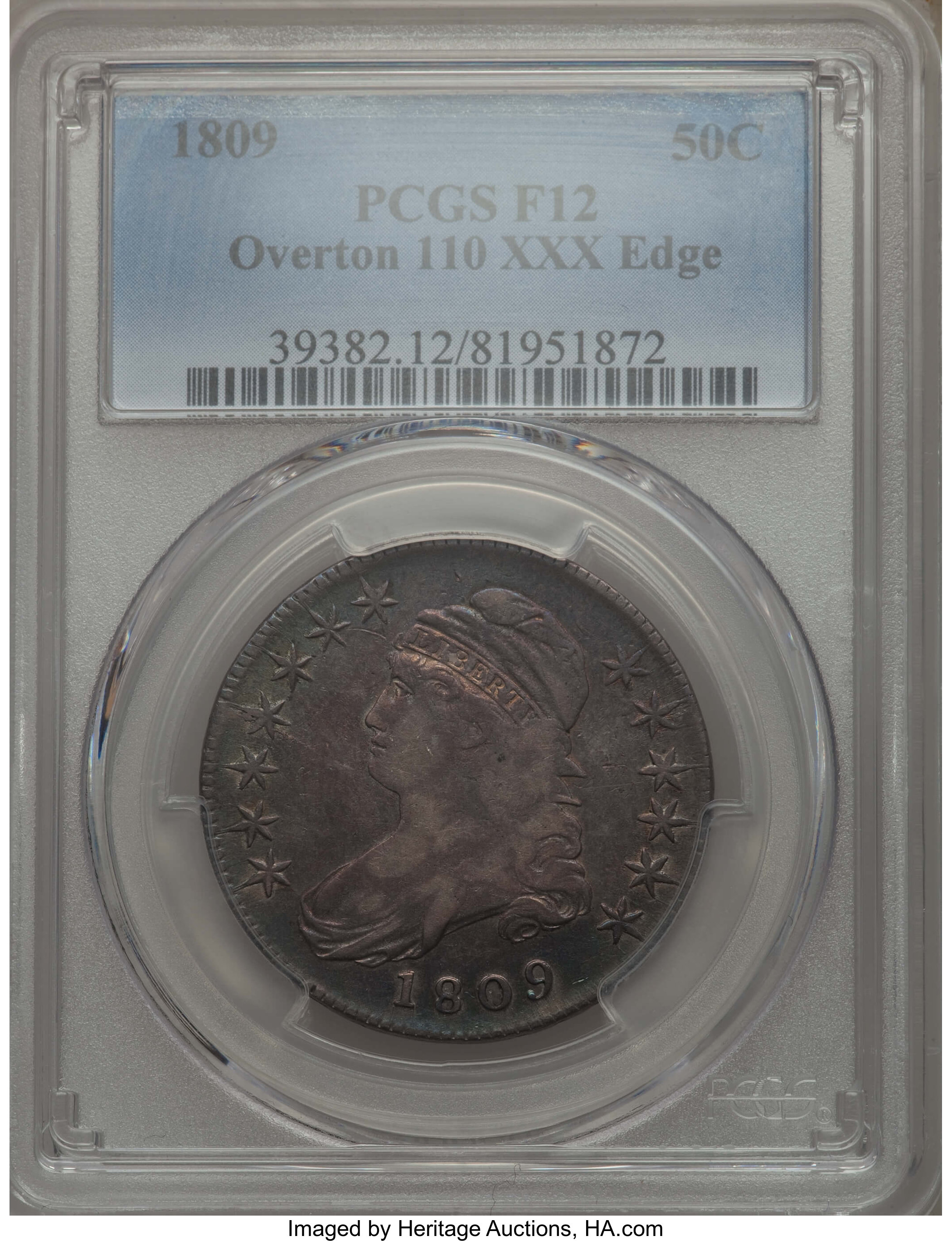 image for: 1809 50C XXX Edge, O-110, High R.4, Fine 12 PCGS. PCGS Population: (3/11). NGC Census: (0/9). CDN: $67 Whsle. Bid for probl...
