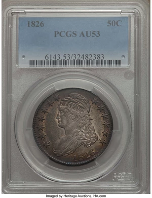 image for: 1826 50C O-105, R.3, AU53 PCGS. PCGS Population: (0/0). NGC Census: (0/0). Mintage 4,000,000. From The Southeast...