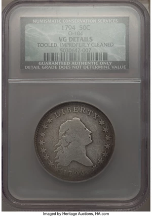 image for: 1794 50C O-104, T-11, R.5 -- Tooled, Improperly Cleaned -- NCS. VG Details....