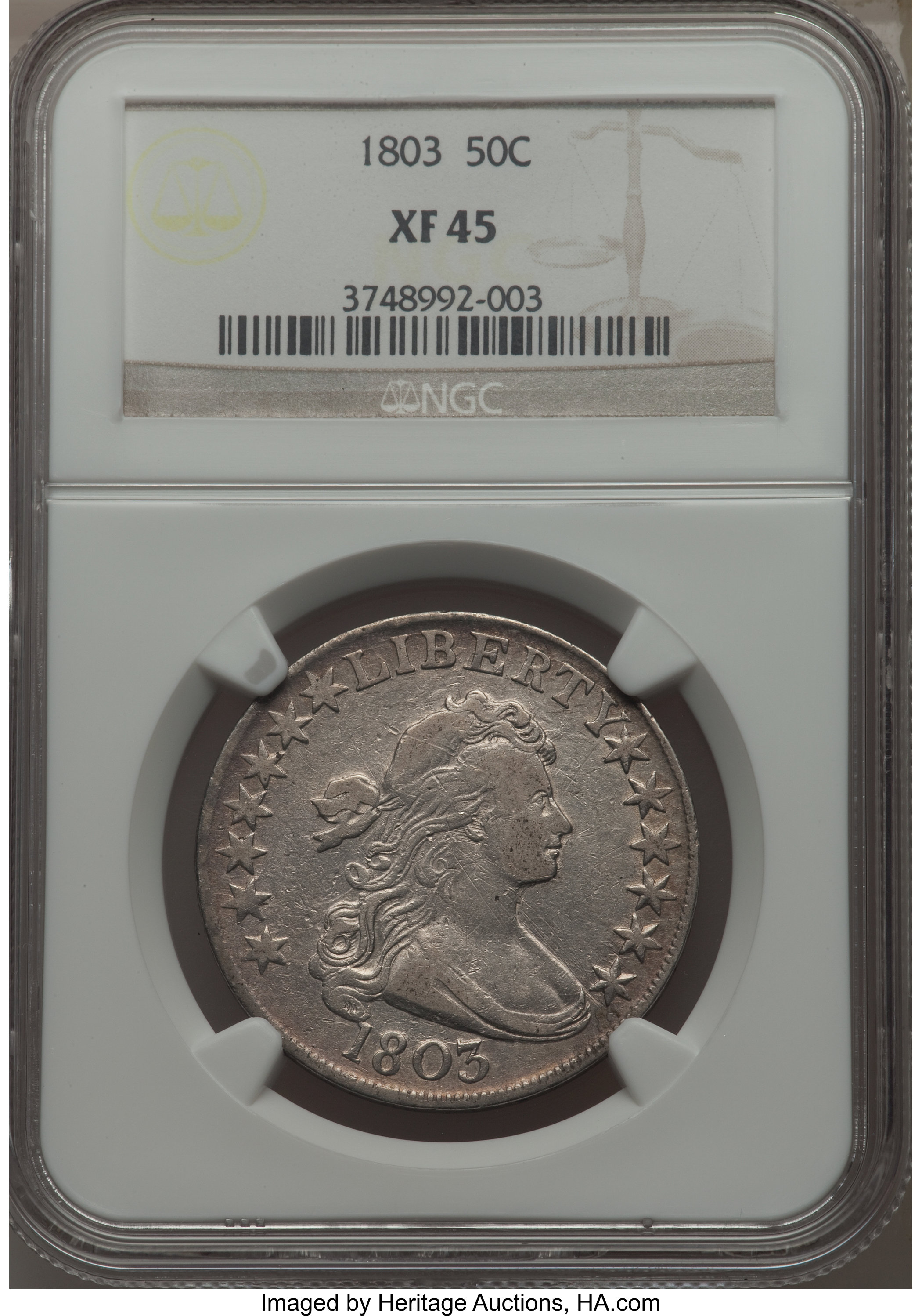 image for: 1803 50C Large 3, Large Reverse Stars, O-103, T-3, R.3, XF45 NGC....