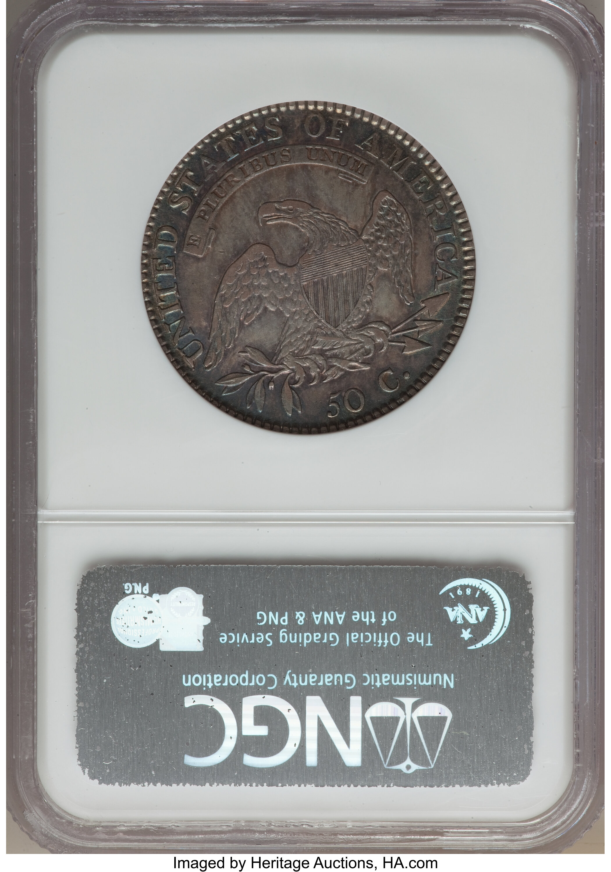 image for: 1818/7 50C Large 8, O-101, R.1, AU50 NGC....