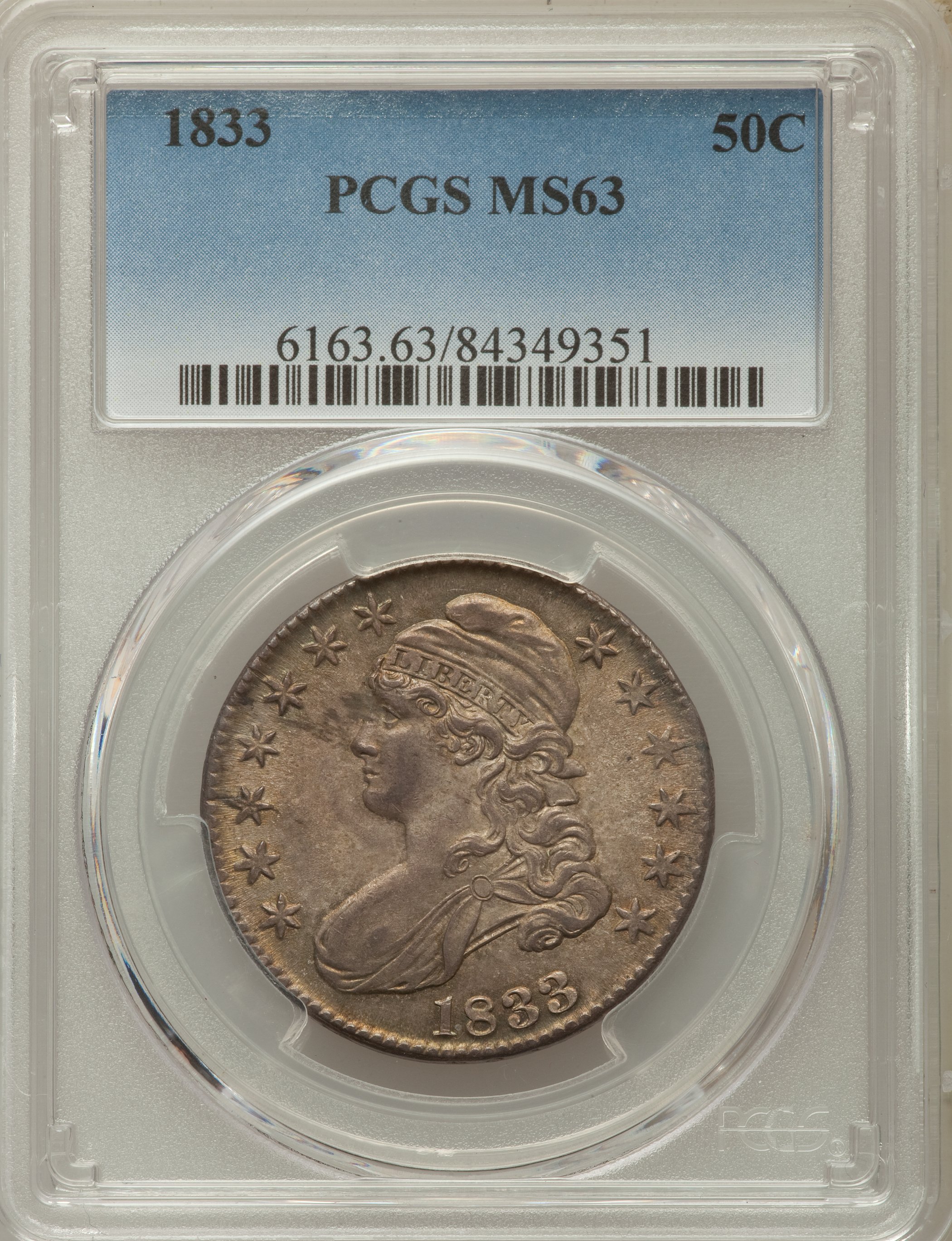 image for: 1833 50C O-109, R.3, MS63 PCGS....