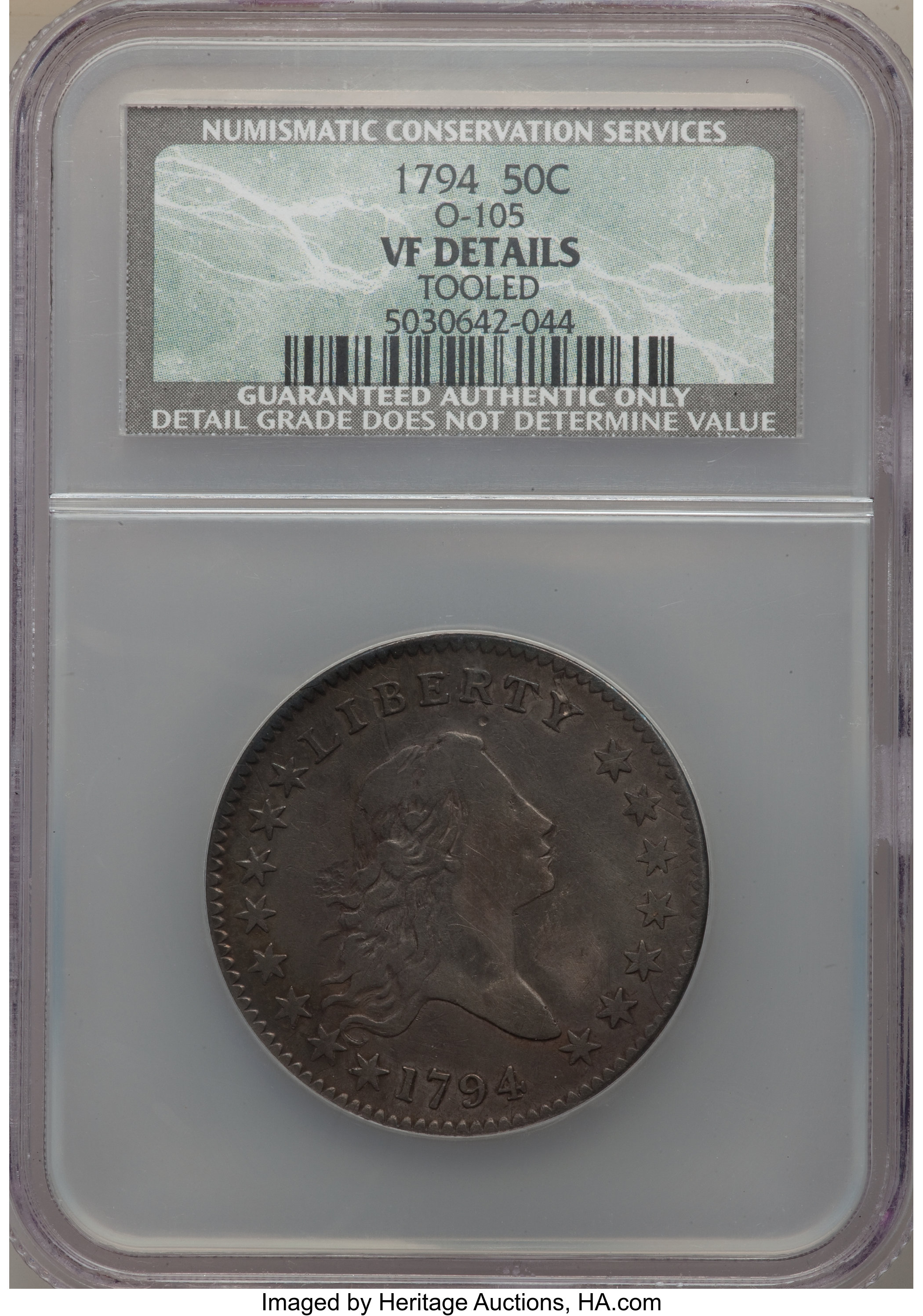 image for: 1794 50C O-105, T-3, R.5 -- Tooled -- NCS. VF Details....