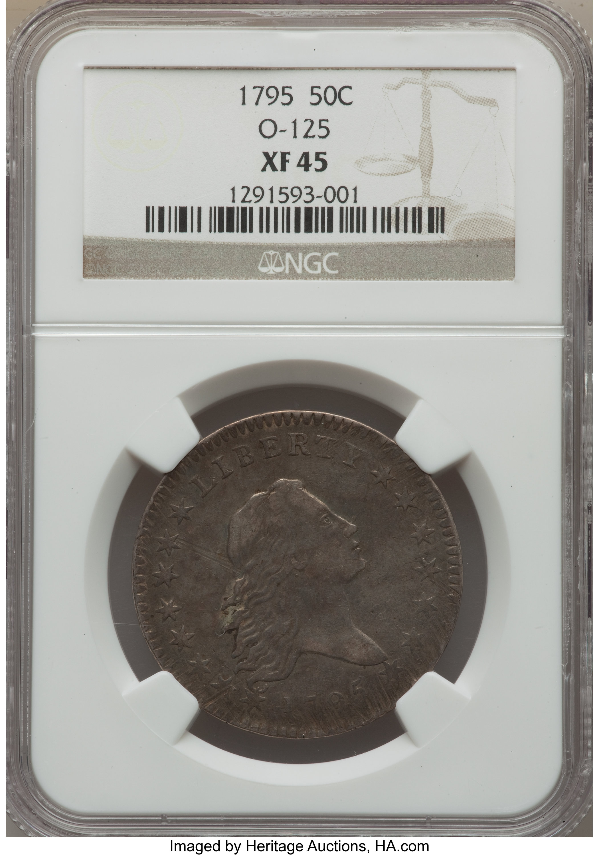 image for: 1795 50C 2 Leaves, O-125, T-13, R.4, XF45 NGC....