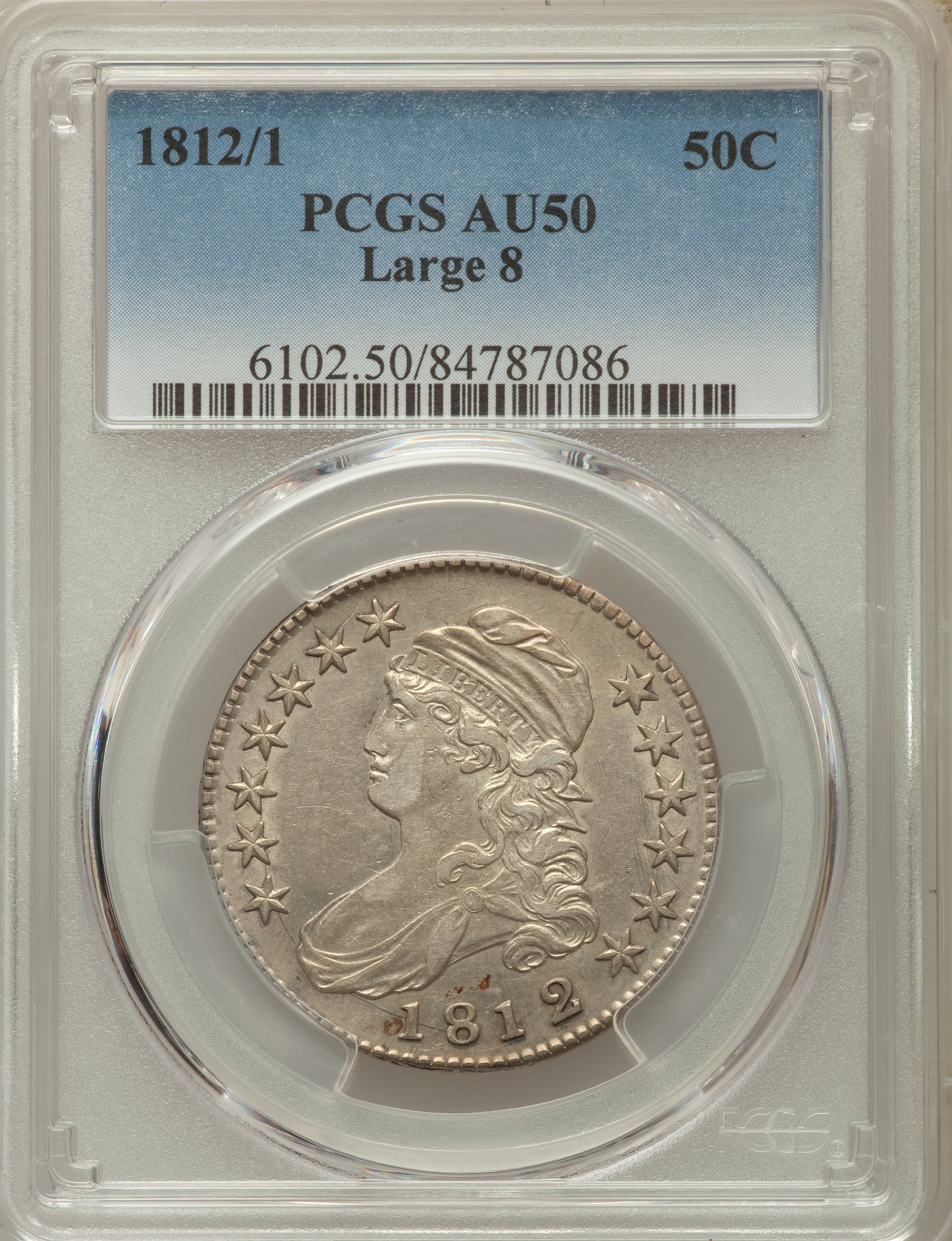image for: 1812/1 50C Large 8 AU50 PCGS. O-101a, R.5....