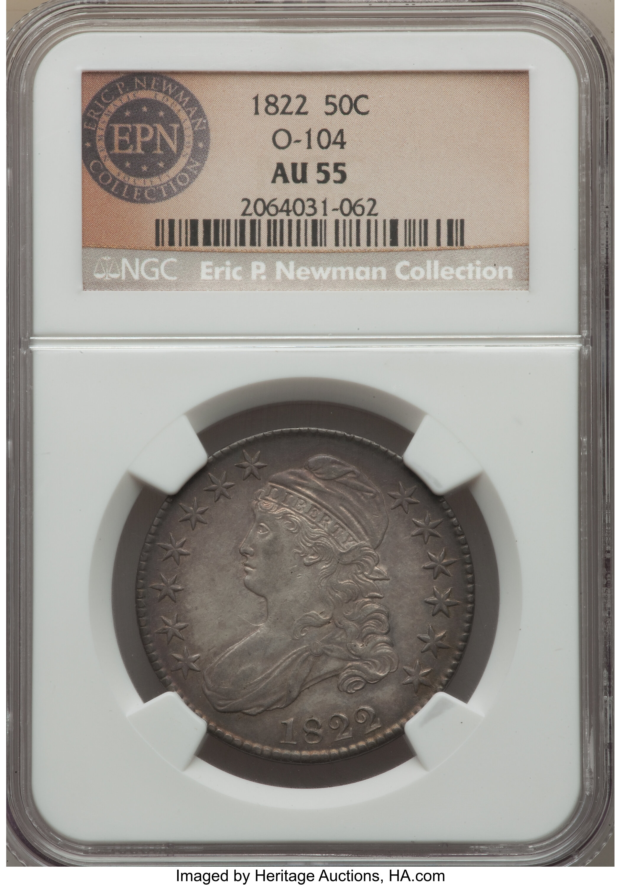 image for: 1822 50C O-104, R.3, AU55 NGC....