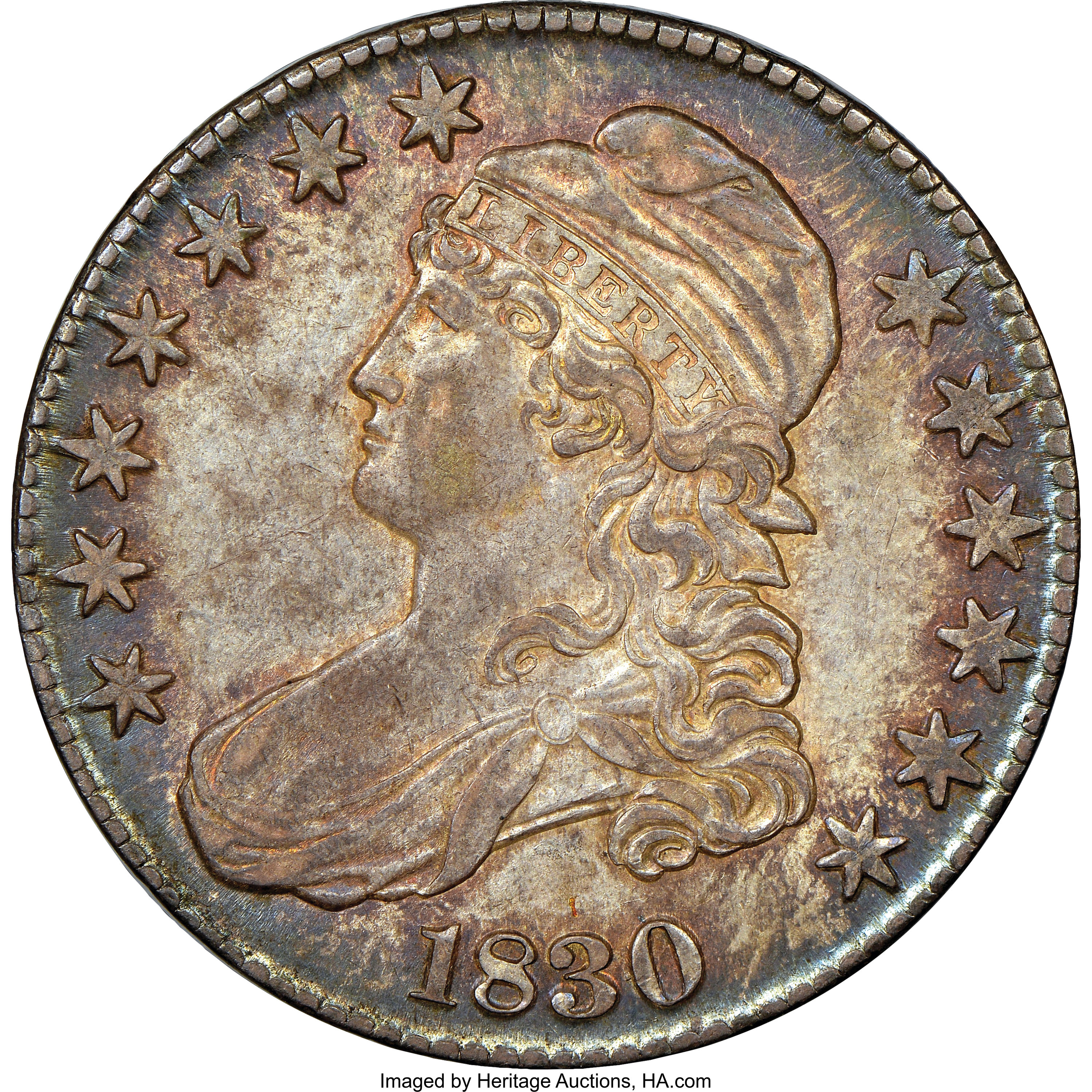 image for: 1830 50C Large 0, O-122, R.1, AU58 NGC. CAC....
