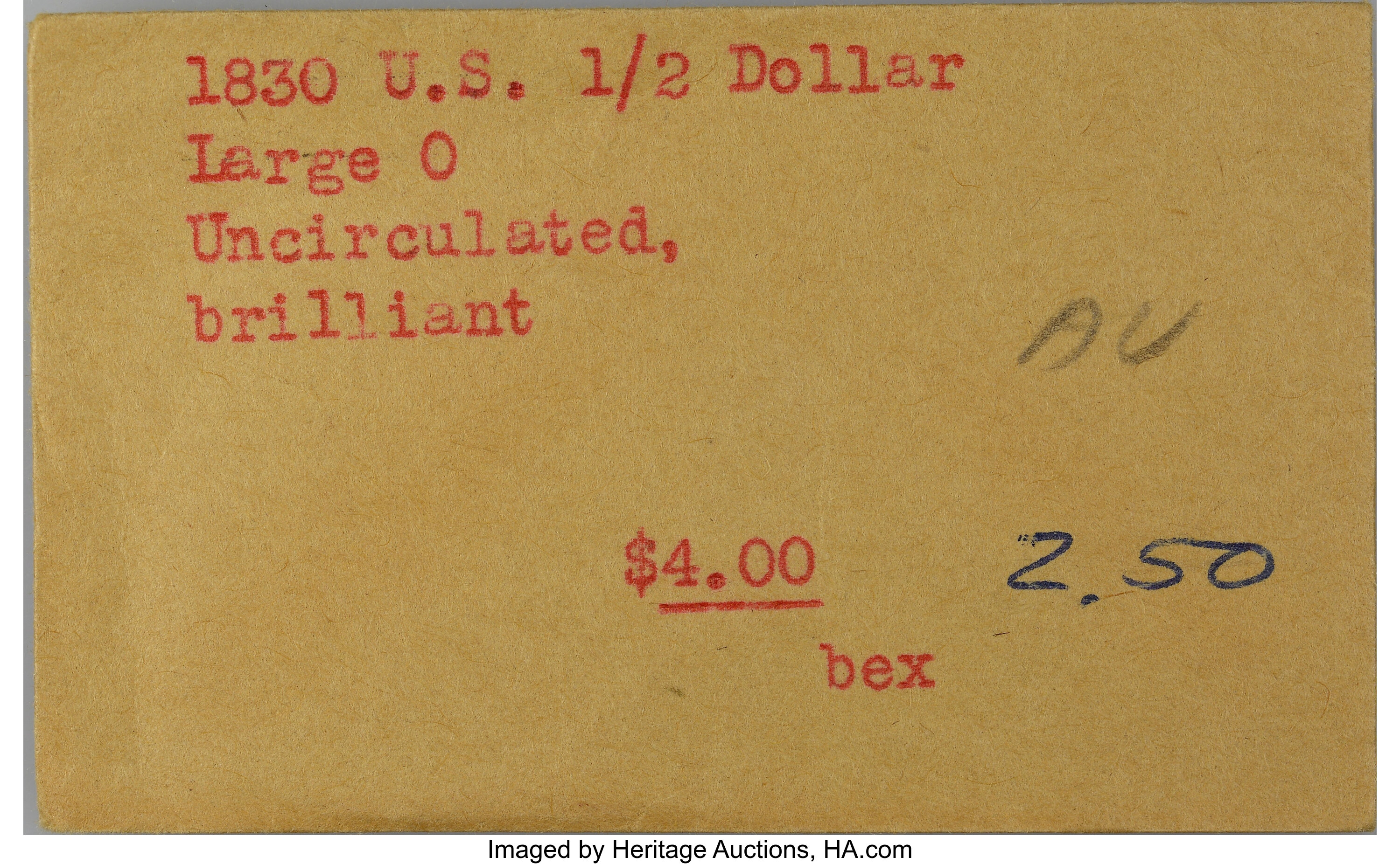 image for: 1830 50C Large 0, O-122, R.1, AU58 NGC. CAC....