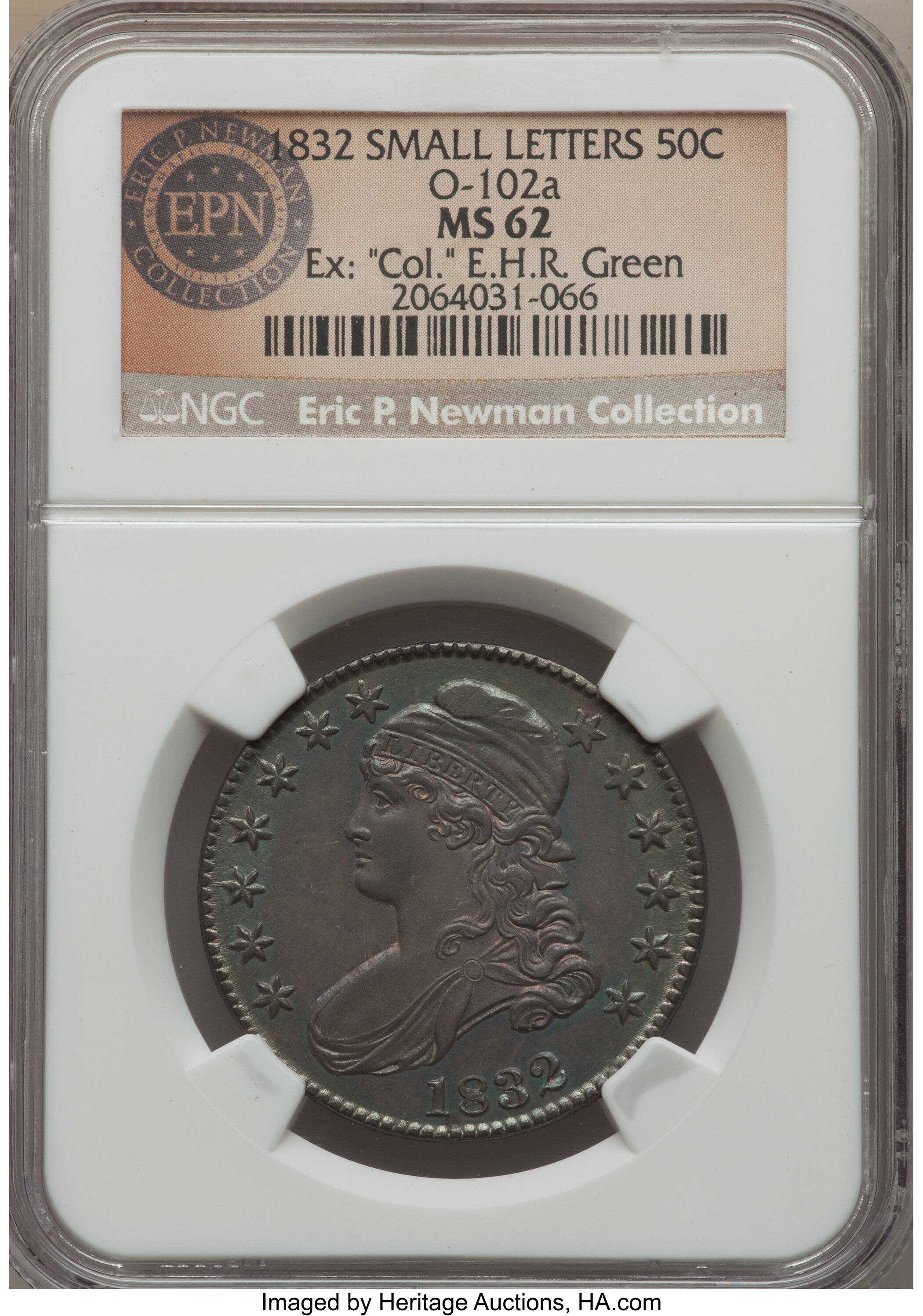 image for: 1832 50C Small Letters, O-102a, R.3, MS62 NGC....