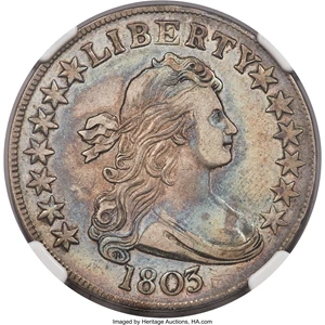 image for: 1803 50C Small 3, Large Reverse Stars, O-104, T-4, R.3, AU50 NGC....