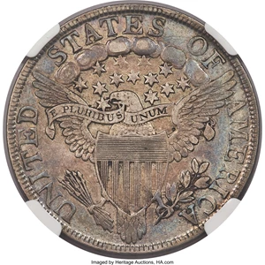 image for: 1803 50C Small 3, Large Reverse Stars, O-104, T-4, R.3, AU50 NGC....