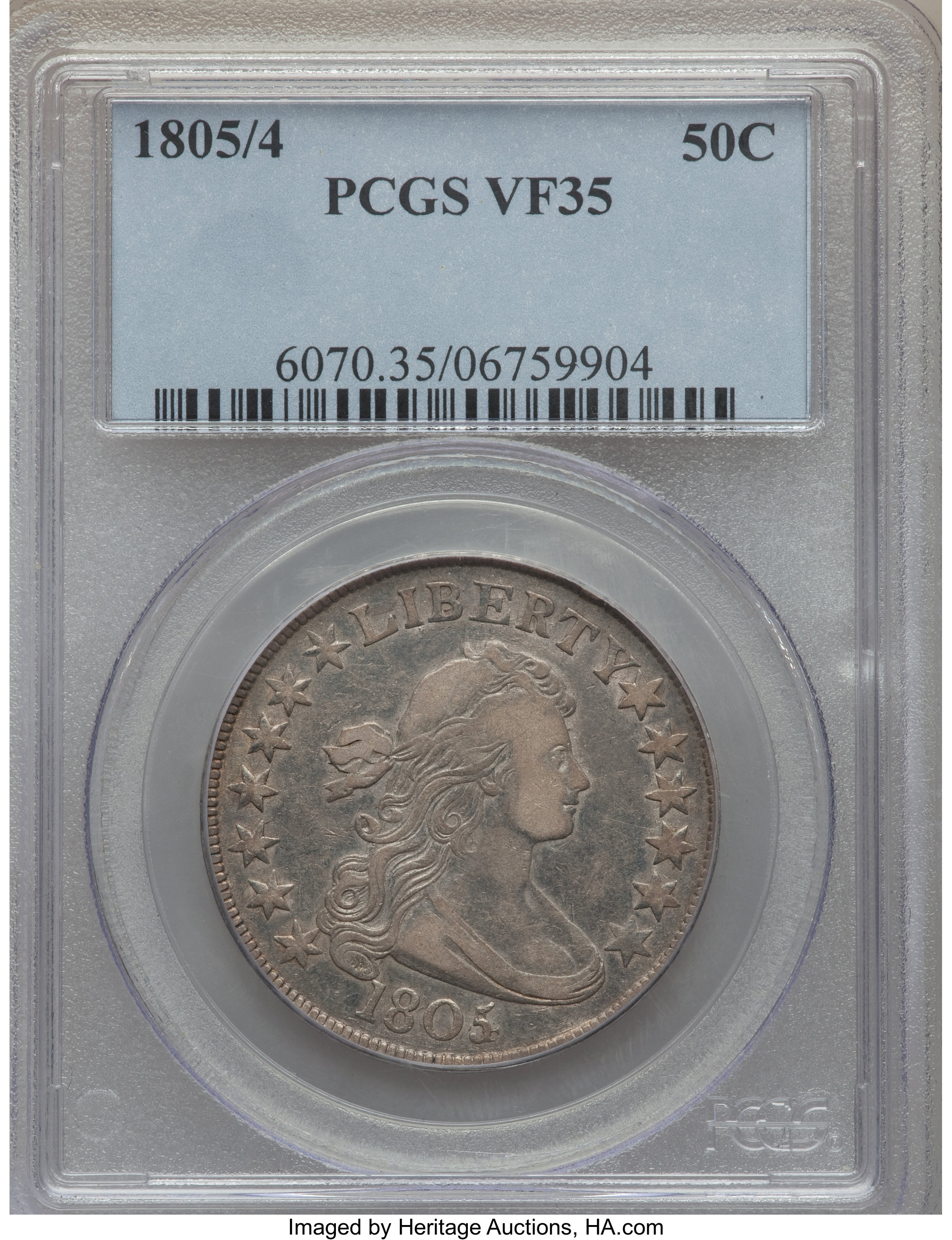 image for: 1805/4 50C O-102, T-5, R.3, VF35 PCGS....